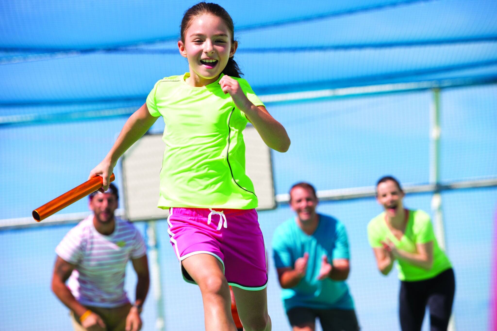 Girl in a relay race