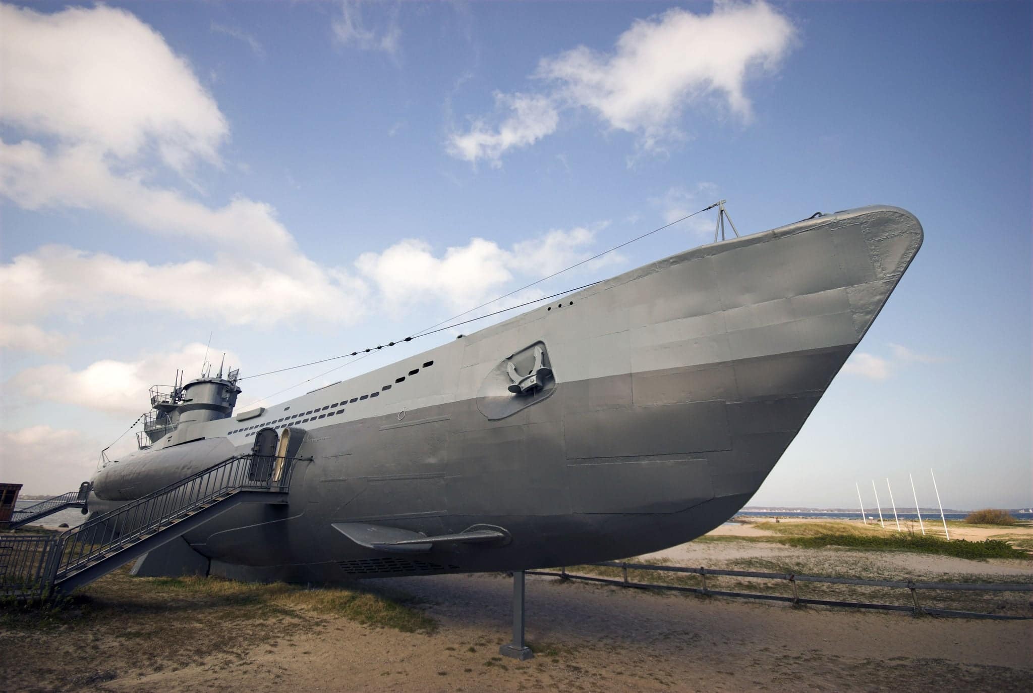 Submarine from World War 2 - It is located on the beach near Kiel in Germany – Type VII U-Boat “U-995”