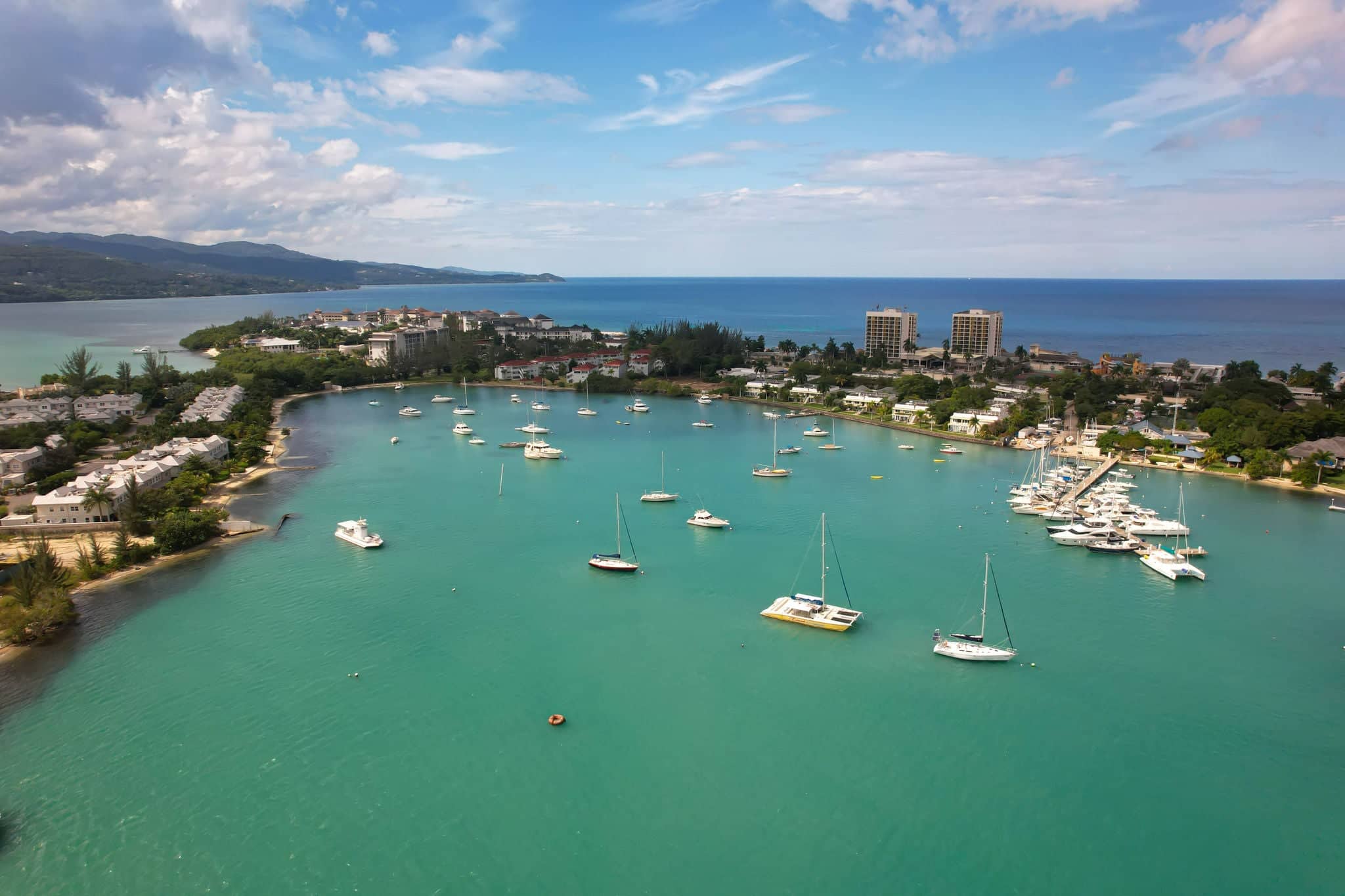 Montego Bay, Jamaica - 11.10.2022 Montego Bay yacht and boat club aerial view