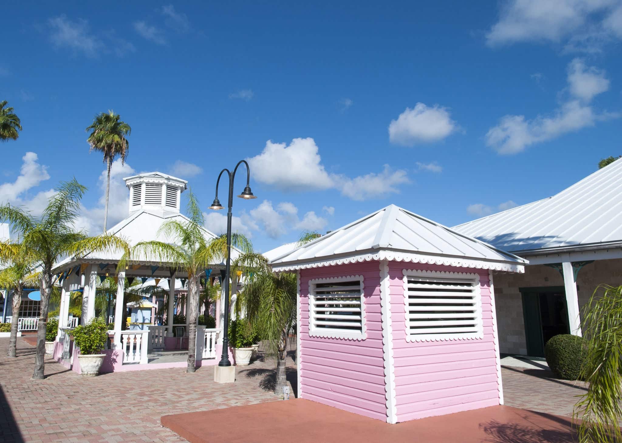 The morning view of a marketplace in Freeport town on Grand Bahama Island.