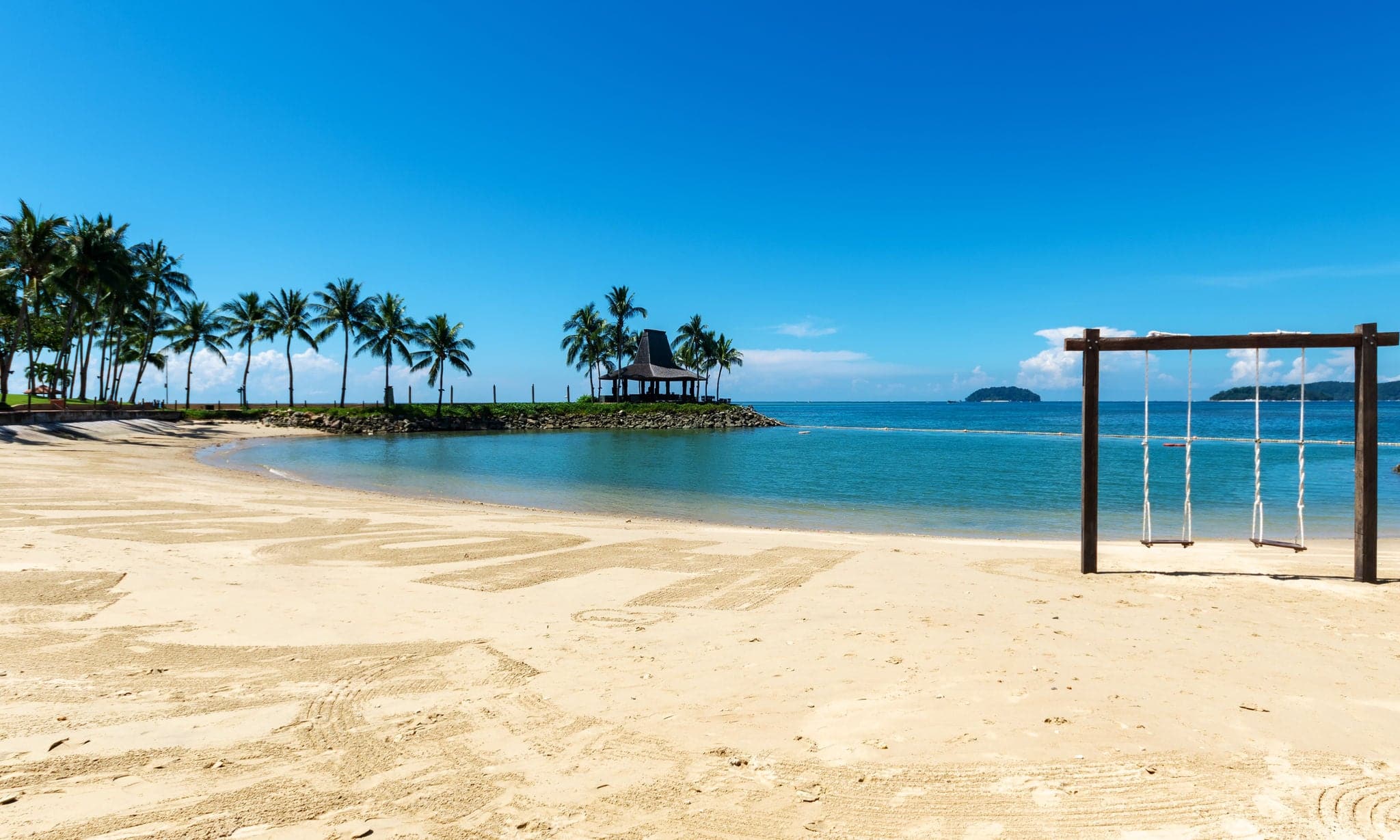 Tanjung Aru beach in Kota Kinabalu Sabah malaysia Borneo.