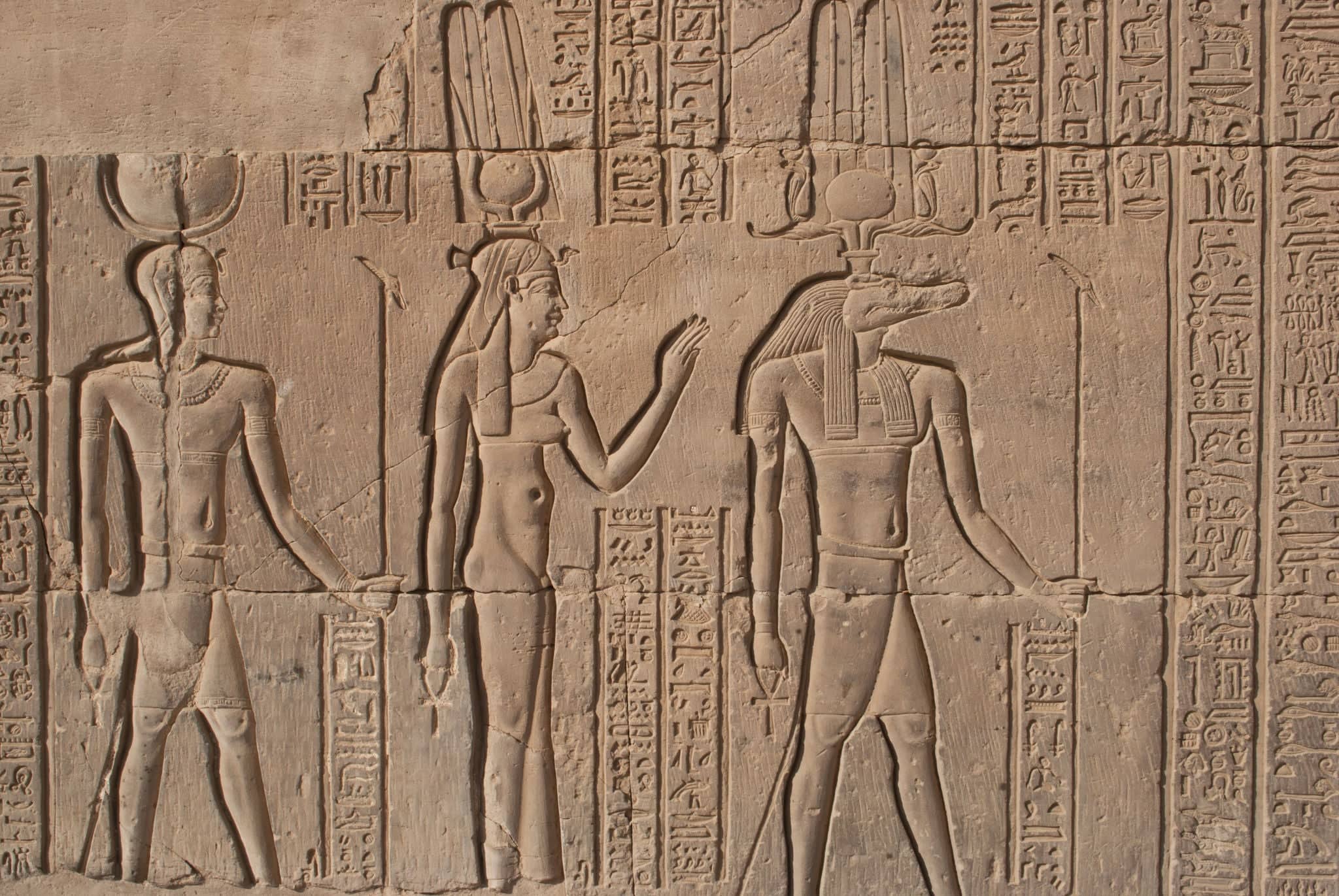 Ancient stone carved Egyptian hieroglyphics
