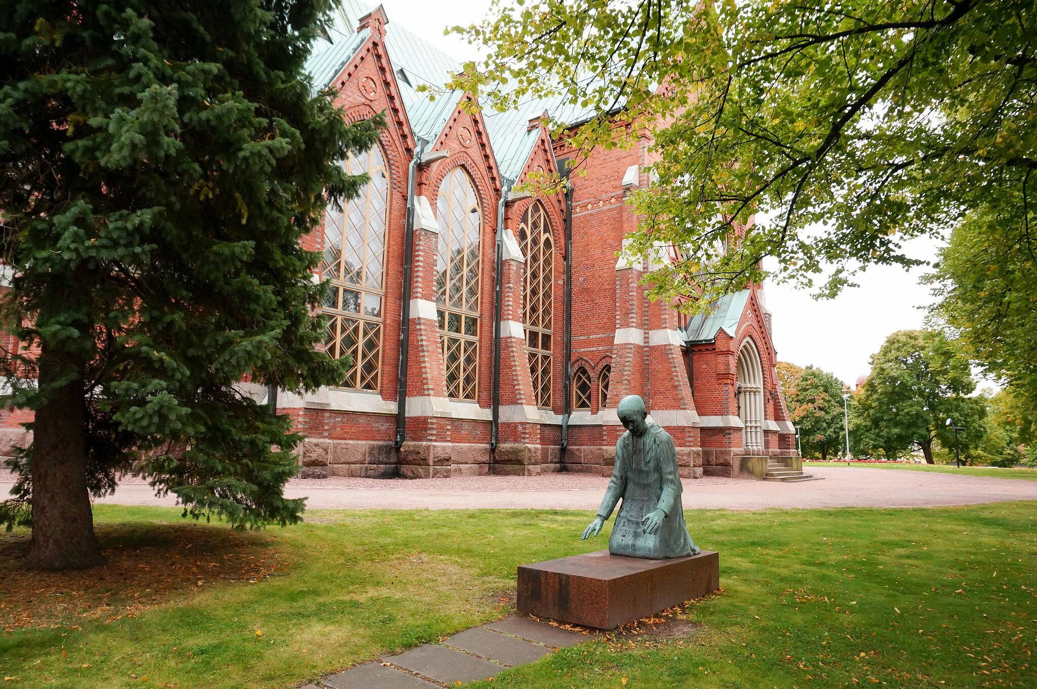 A monument is called ??Karelian Mother,?Â� for those mothers who left theirdead in Karelia at the church of Kotka. The red-brick church was built in the Neo-Gothic style.Autumn view at Kotka, Finland