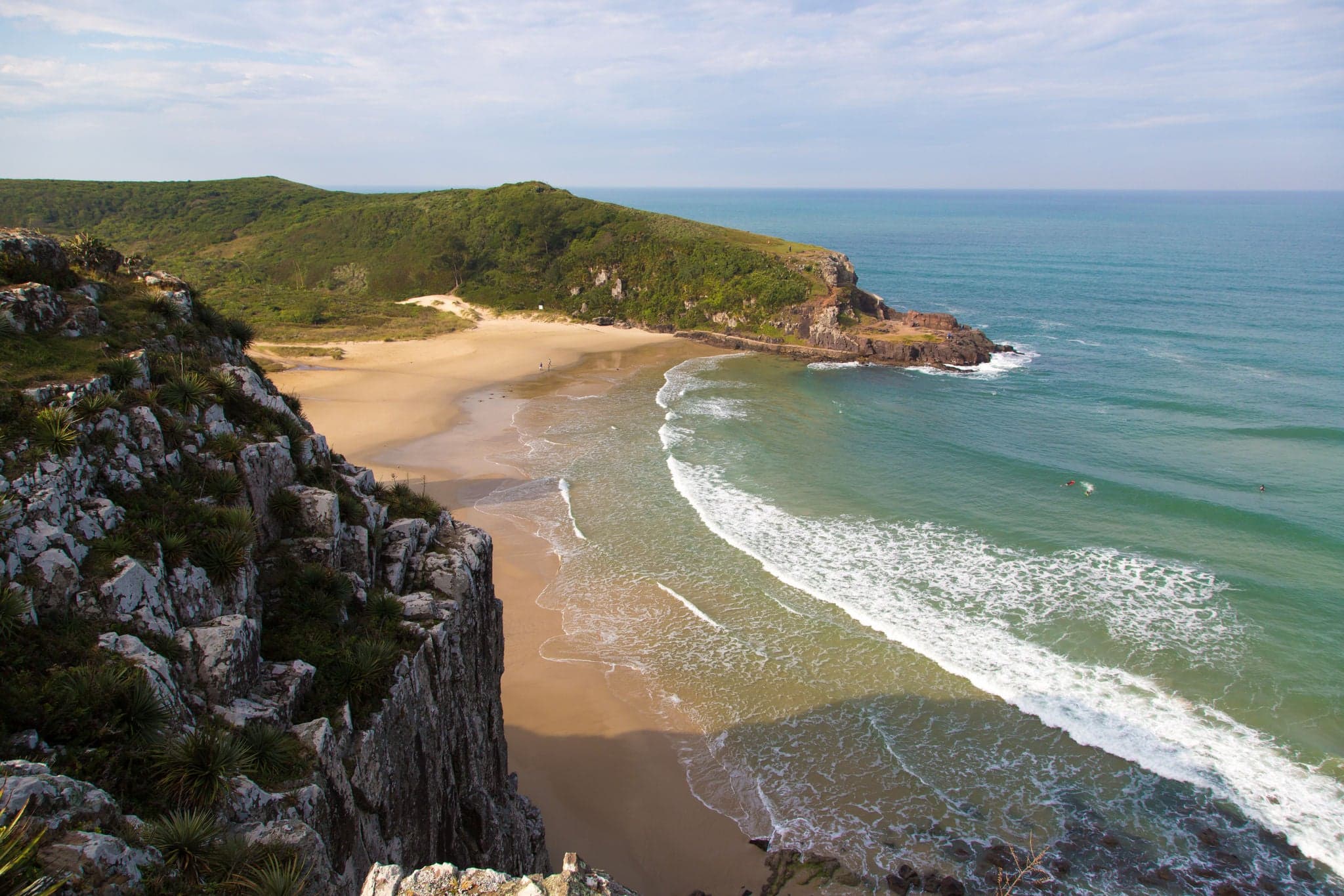 Beautiful aerial view of the beach of Torres in the southern state of Rio Grande do Sul, in Brazil in South America