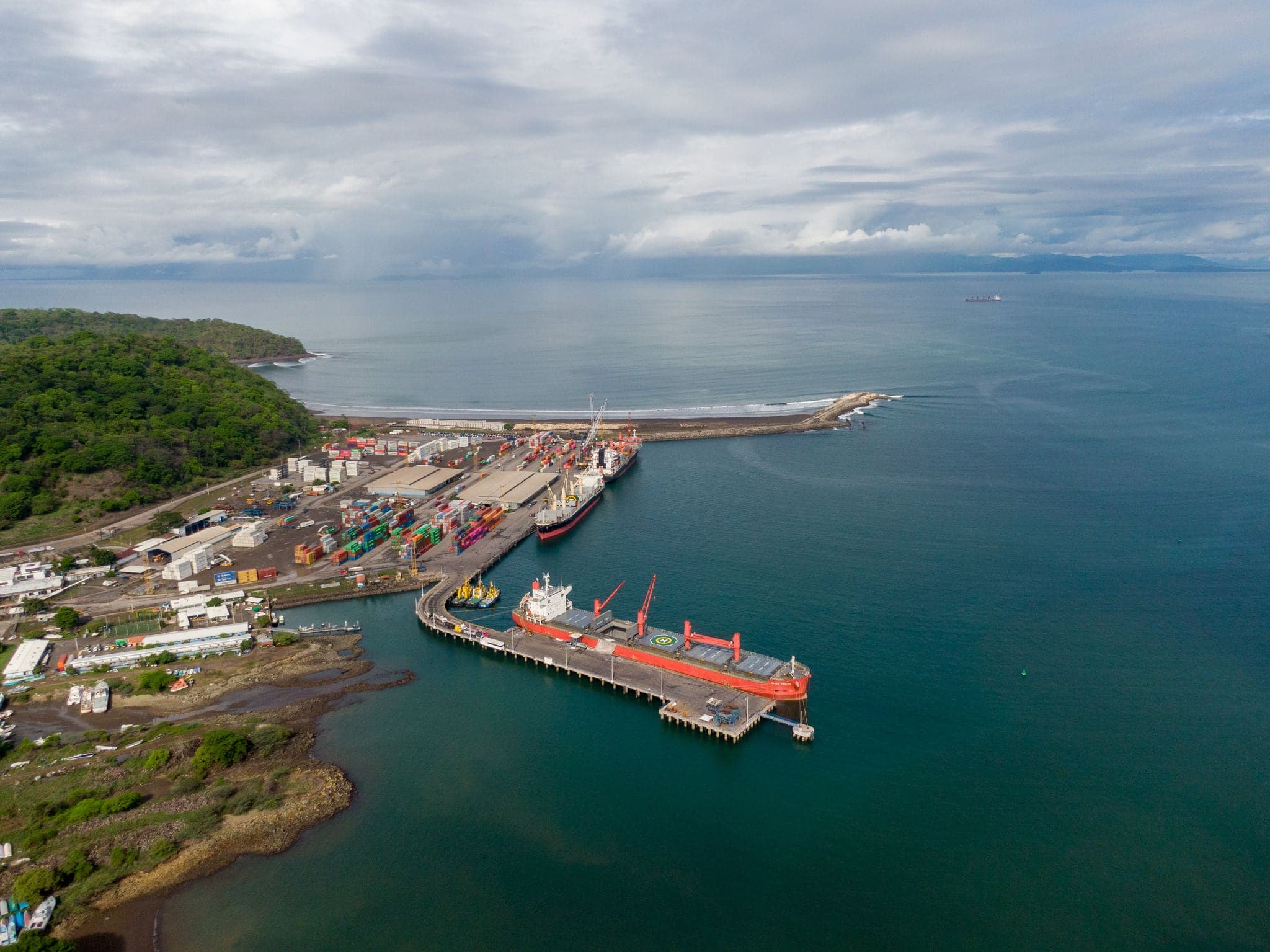 Beautiful aerial view of the Caldera Port in Puntarenas Costa Rica