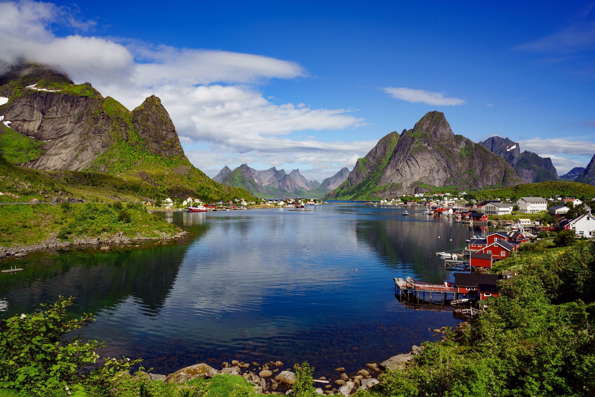 Lofoten islands is an archipelago in the county of Nordland, Norway. Is known for a distinctive scenery with dramatic mountains and peaks, open sea and sheltered bays, beaches and untouched lands.