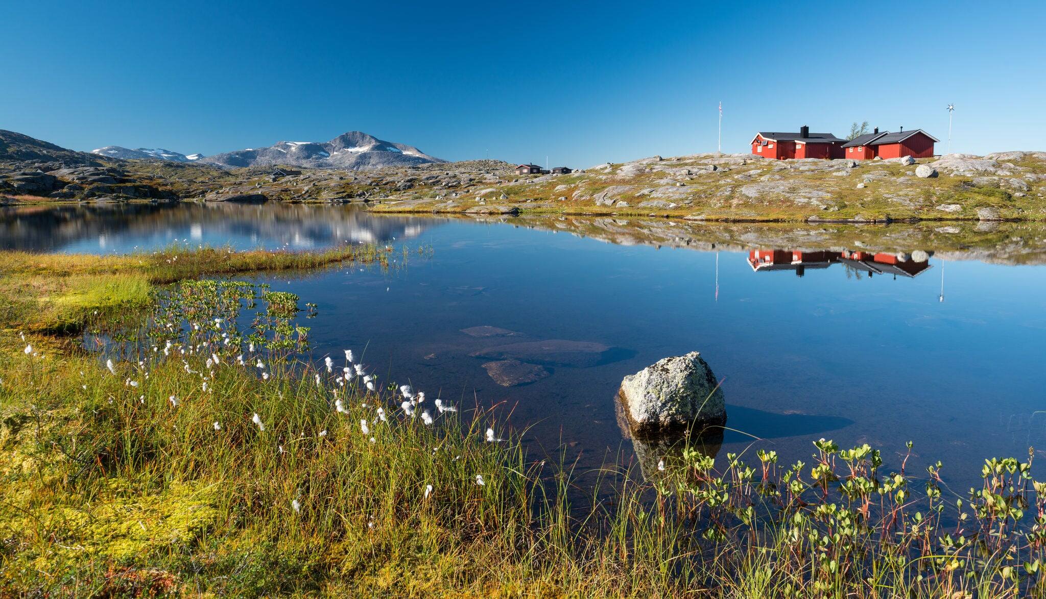 Typical Scandinavian Red Painted Cabins, Lapland