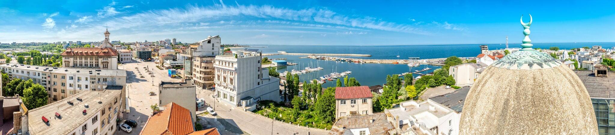 Aerial panorama of the old town in Constanta, Romania. Constanta, founded as a colony almost 2600 years ago, is the oldest attested city in Romania.