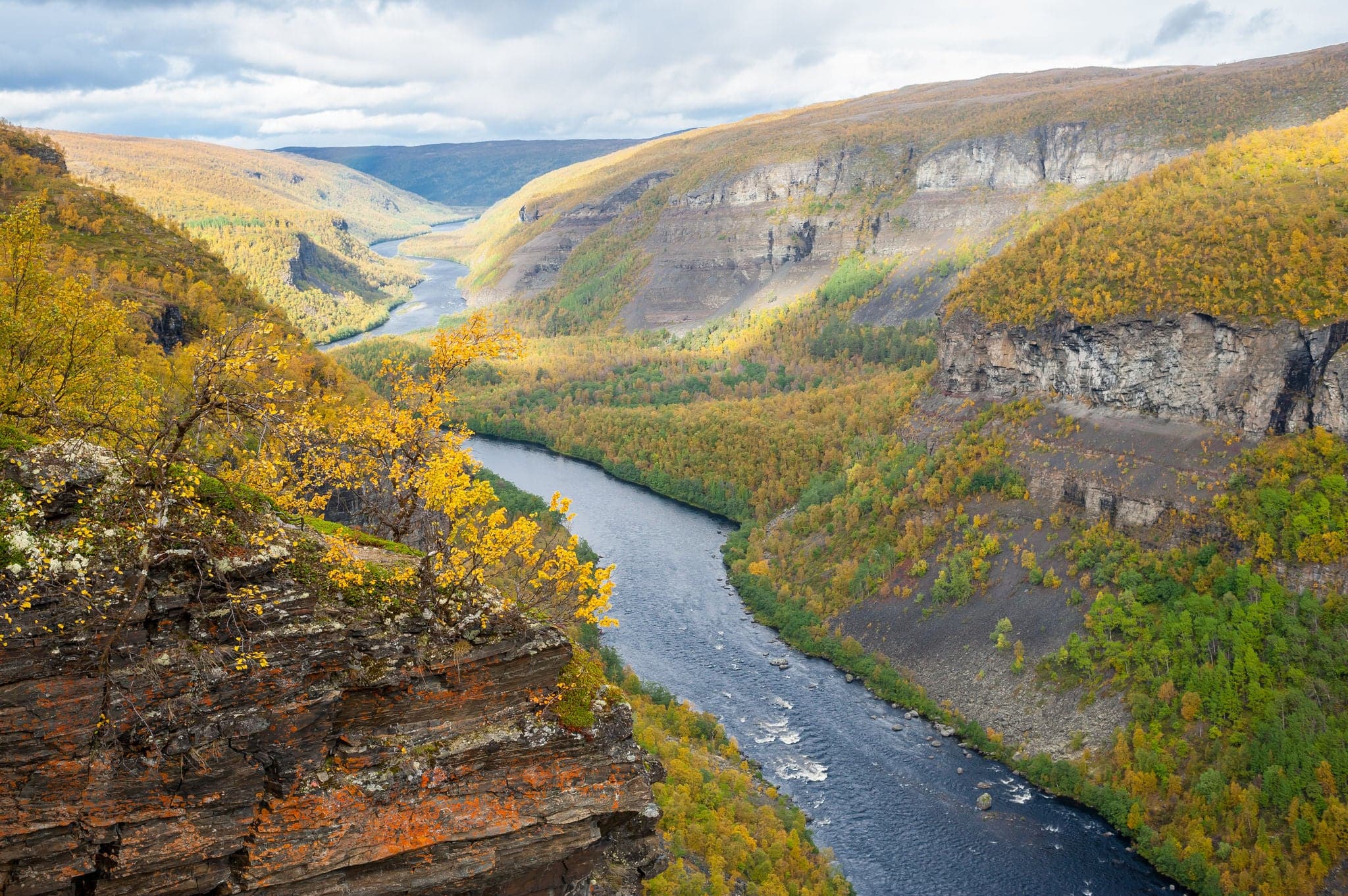 The Alta canyon: view of River Alta and gorge. Alta, Finnmark, Norway.