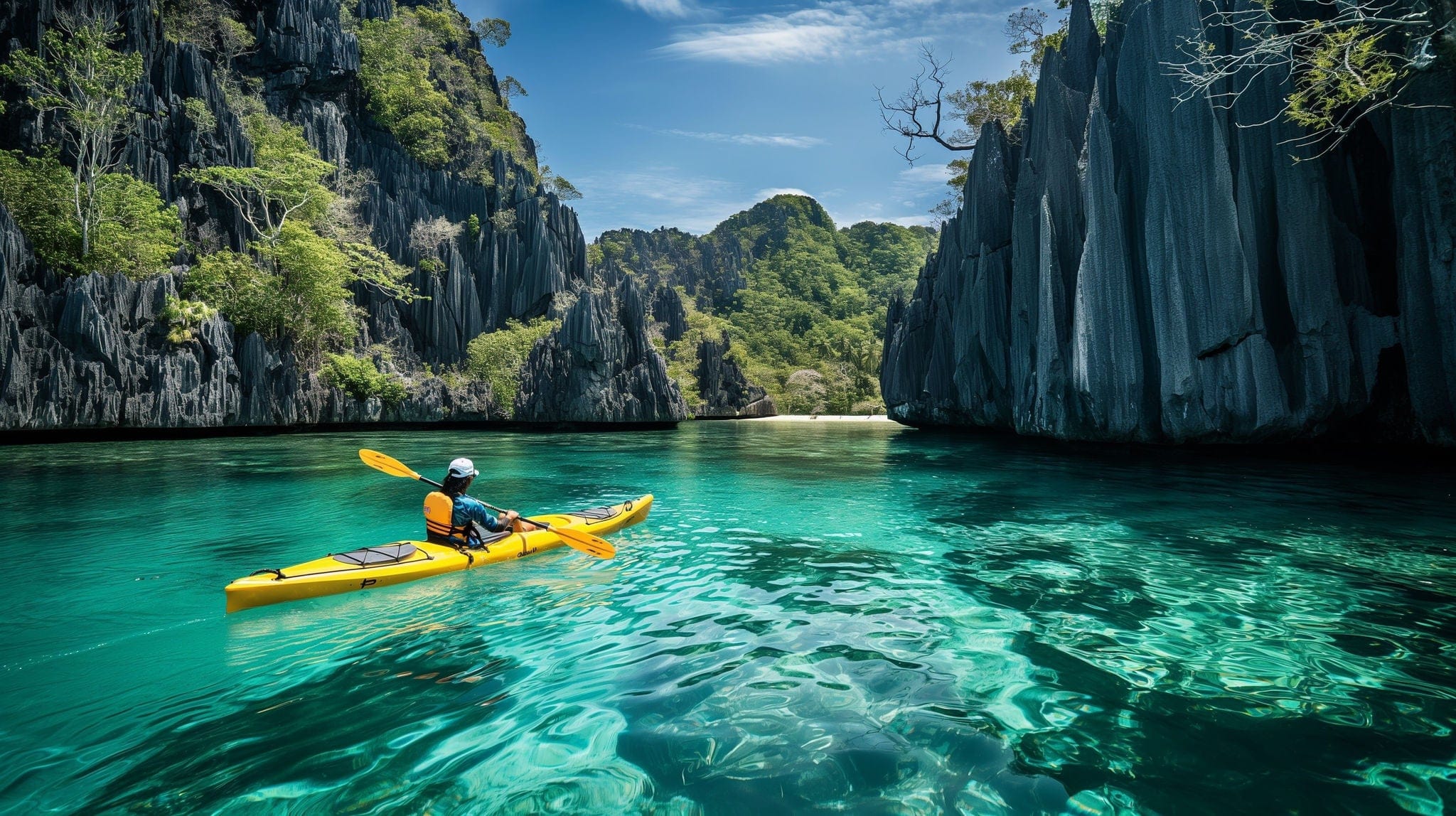 Adventurous Kayaking in Coron, el nido, palawan, philippines Limestone Cliff Lagoon