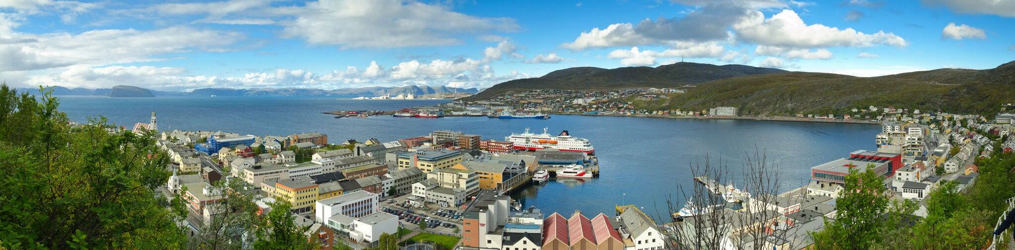 Cylindrical panorama of Hammerfest (the most northern town in Europe)