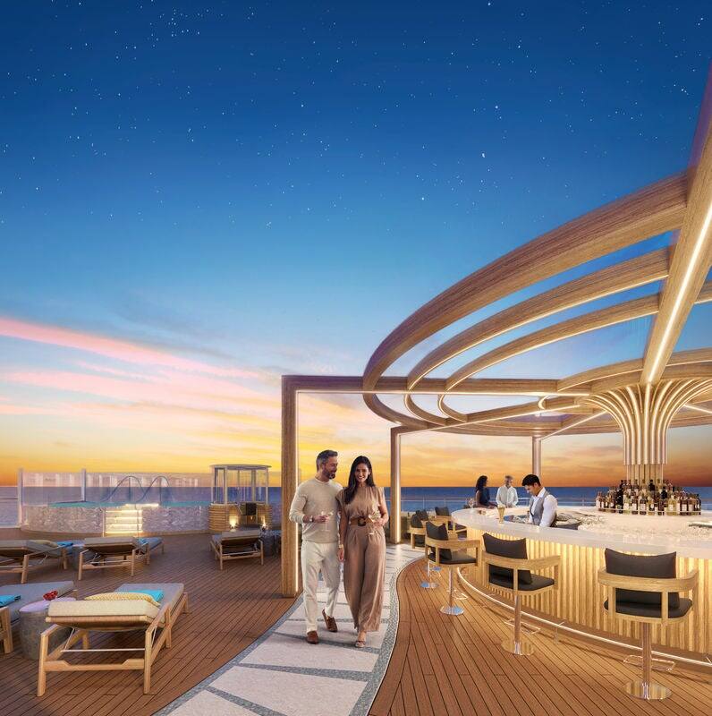 a couple enjoying time together at Vibe Beach Club on NCL Luna
