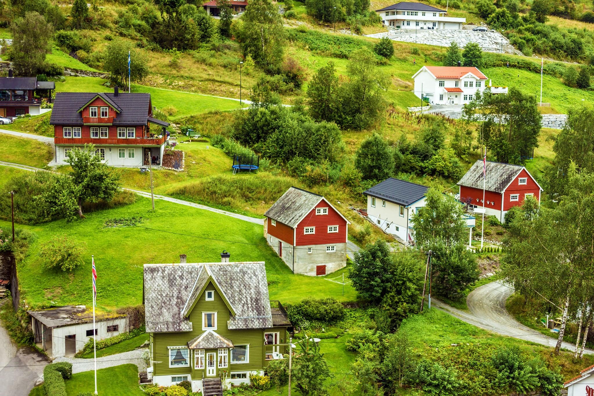 Country houses in village Olden in Norway.