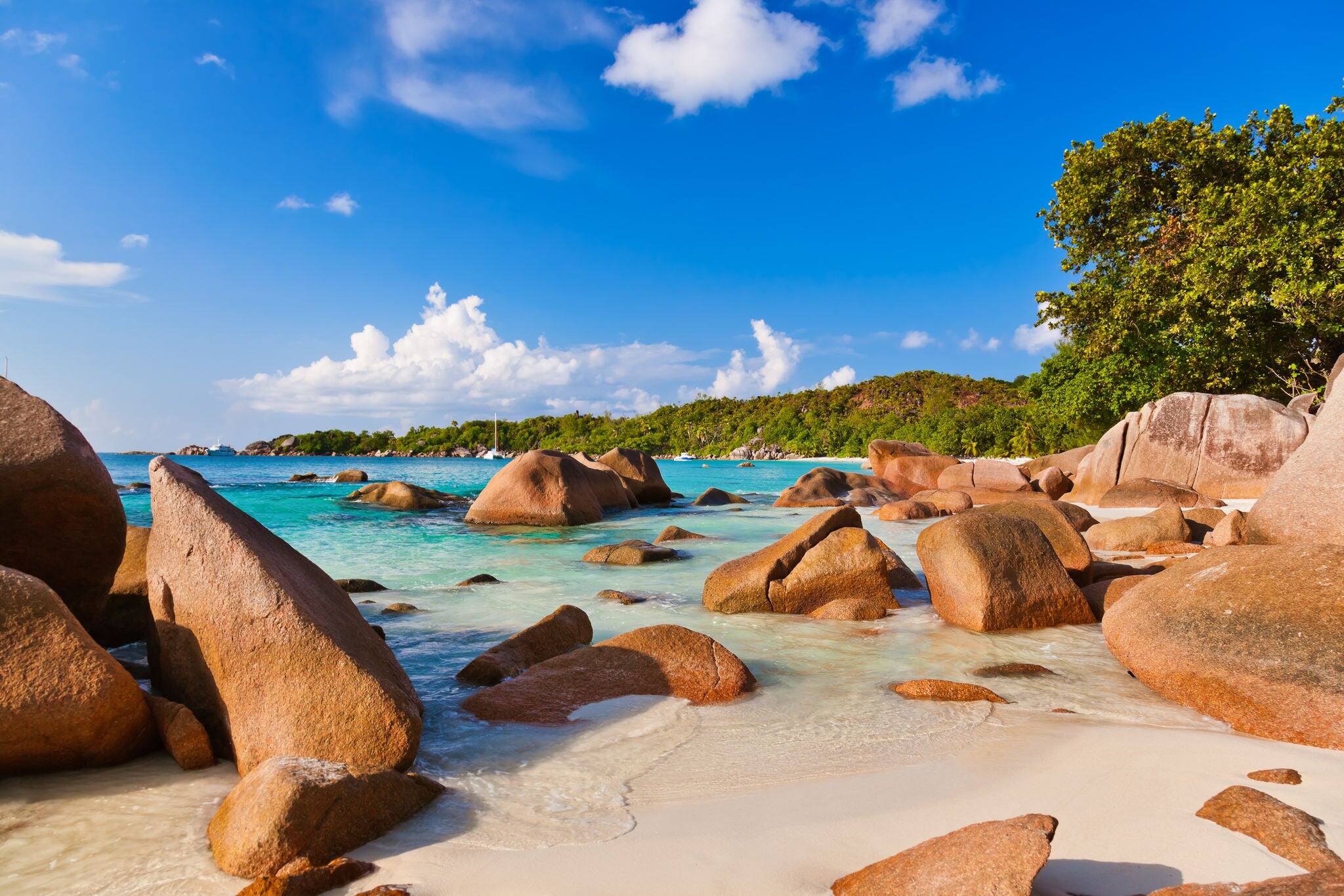 Beach Anse Lazio at island Praslin Seychelles - nature background