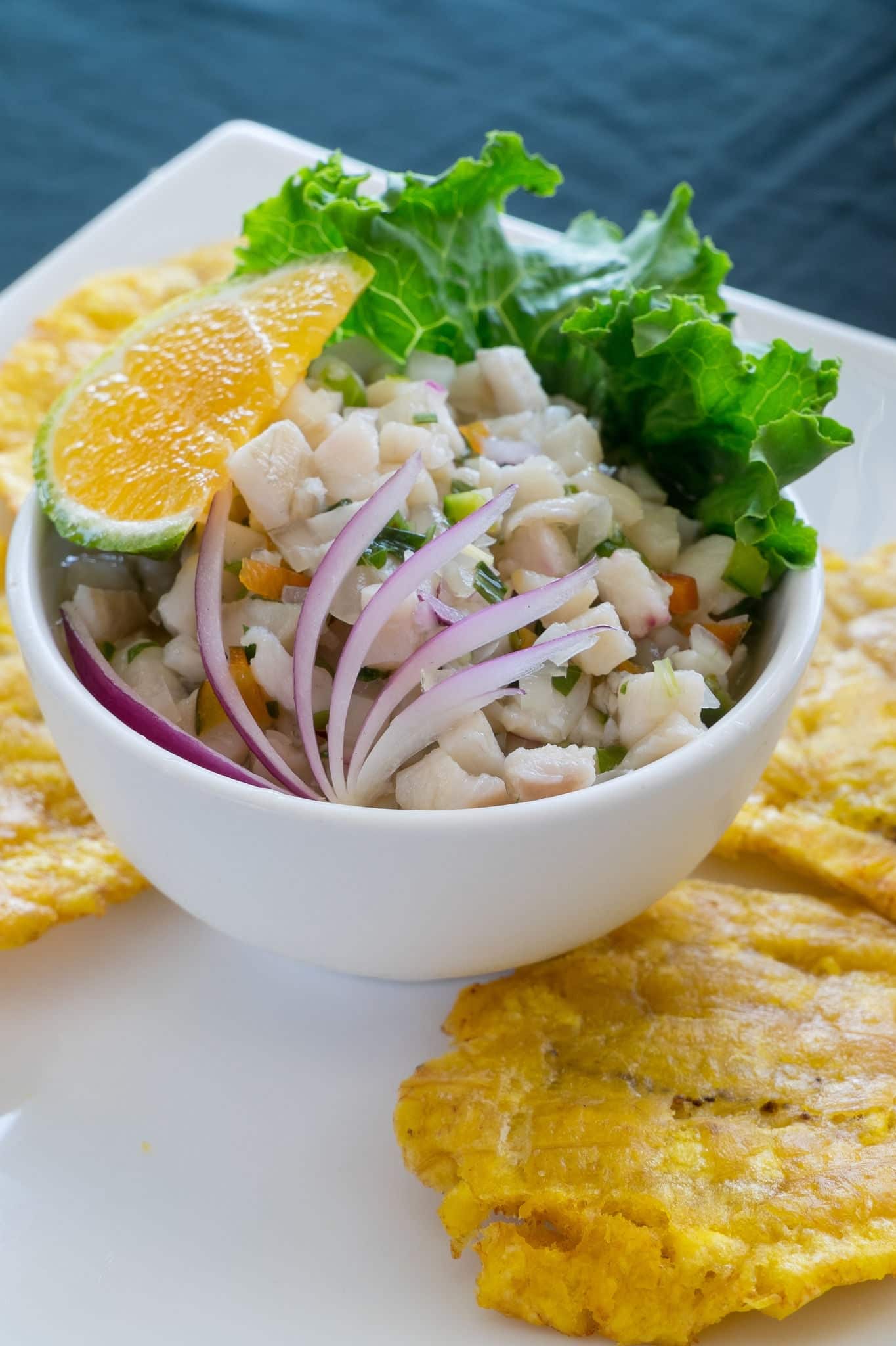 Ceviche and panacotas of corn in Costa Rica