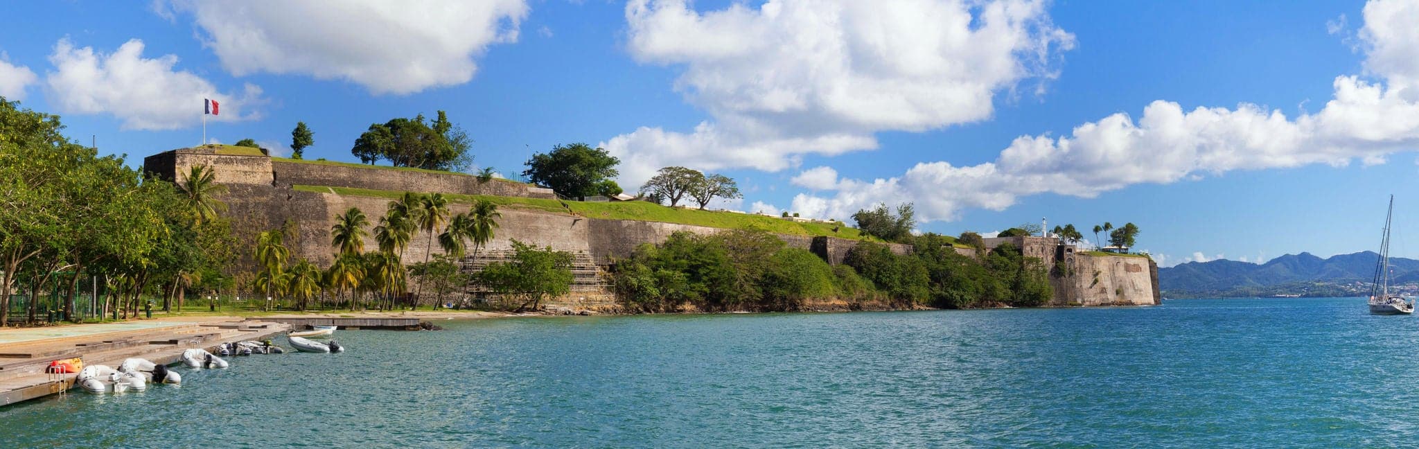 The panoramic view of fort Saint Louis, Martinique island , French West Indies.