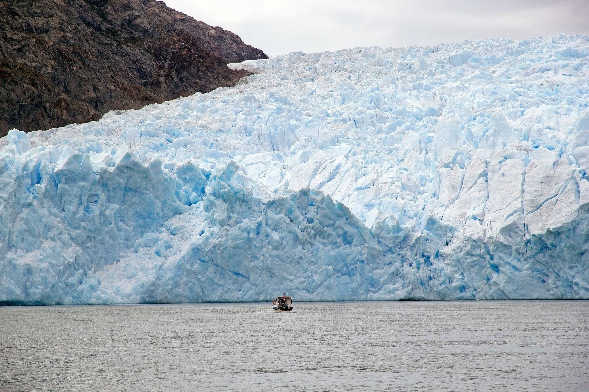 San Rafael Lagoon with the San Rafael Glacier in the background, Patagonia Chile. It is one of the major outlet glacier of the Northern Patagonia Ice Field in southern Chile