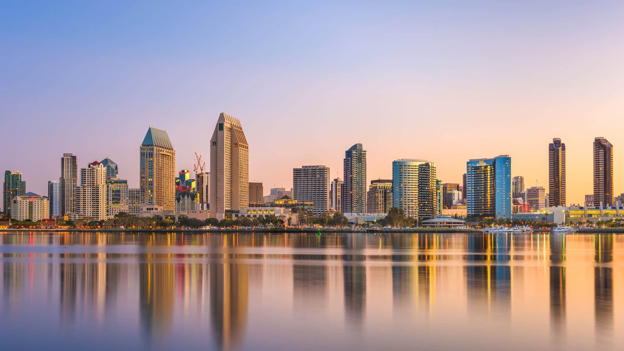 San Diego, California, USA downtown skyline at the Embarcadero.
