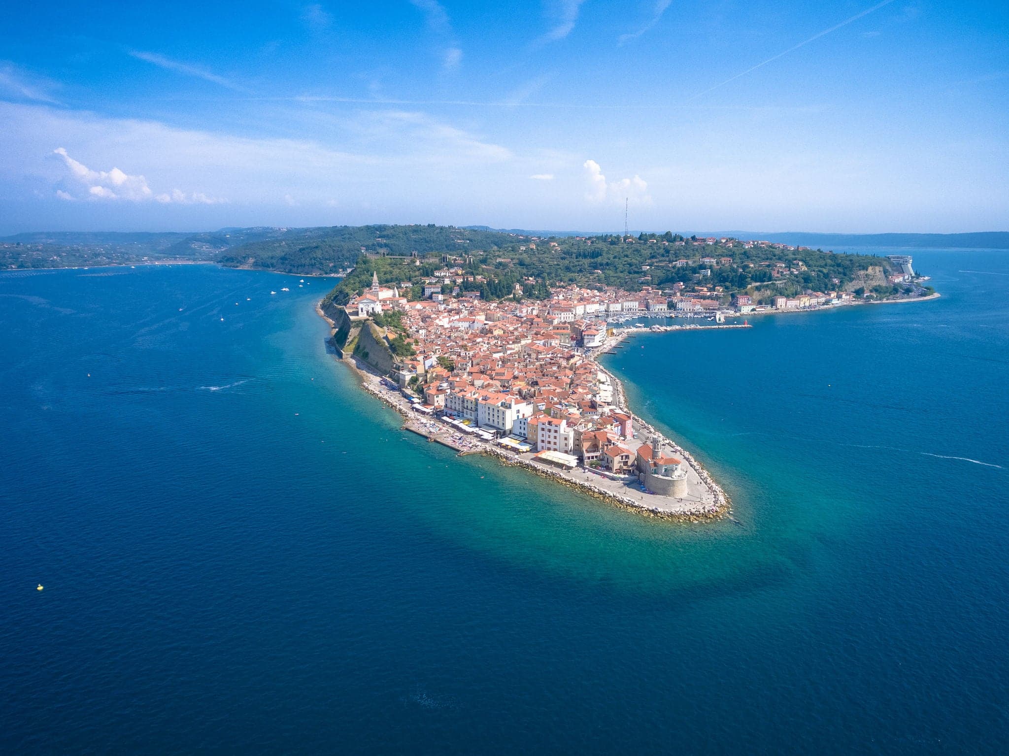 Aerial view of Piran, Slovenia.