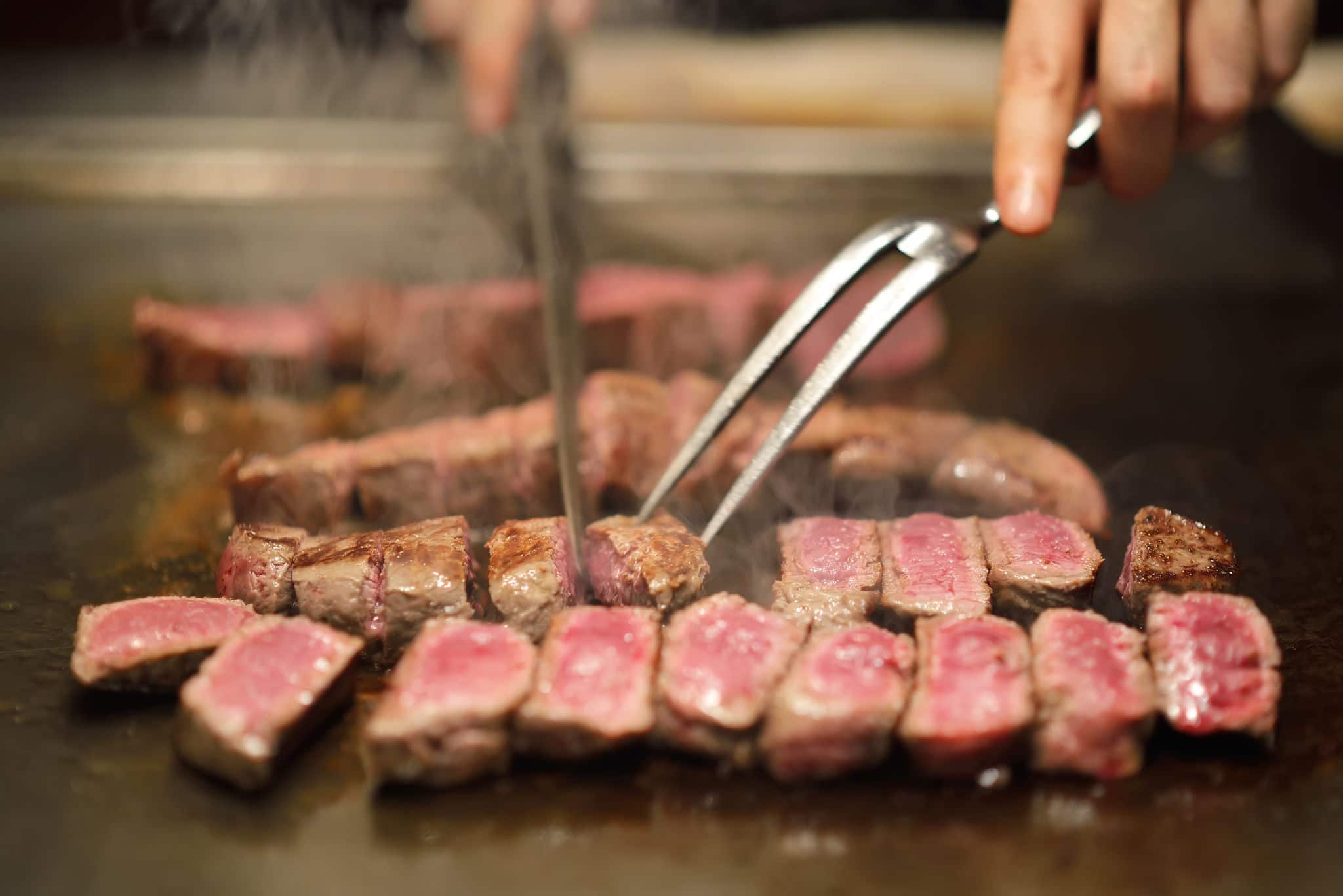 Grilling beef steak (japanese kobe matsusaka)