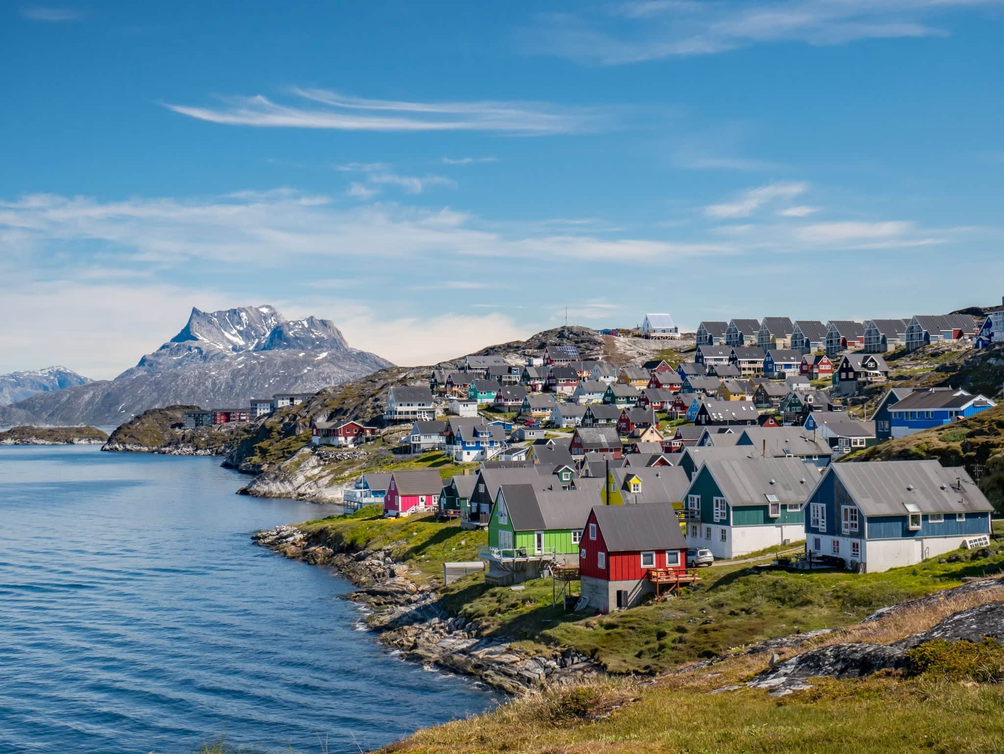 Colorful houses in Nuuk, Greenland, Summer