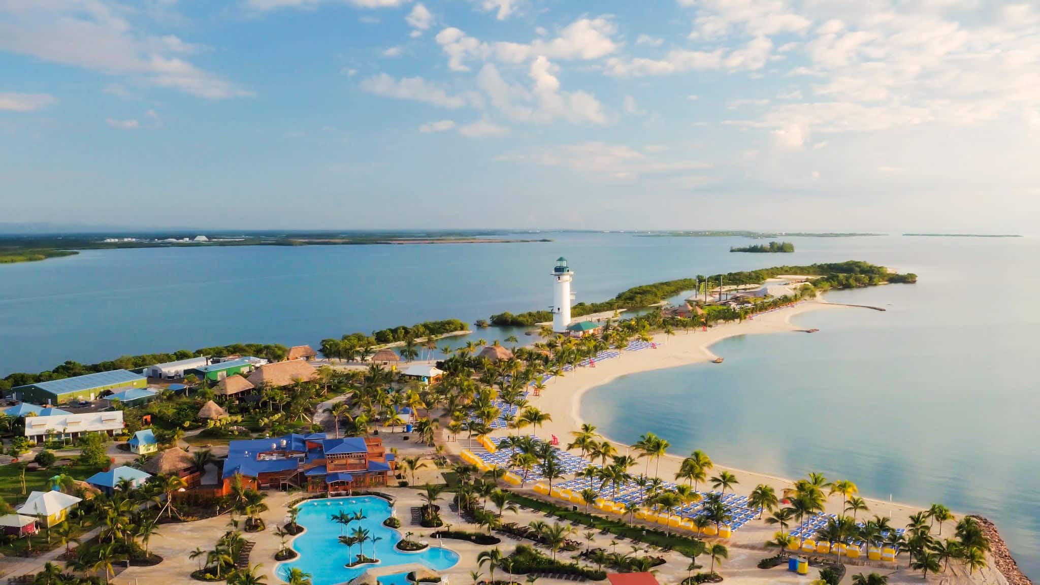 NCL-Harvest-Caye-Cruise-Beach-Aerial-Lighthouse