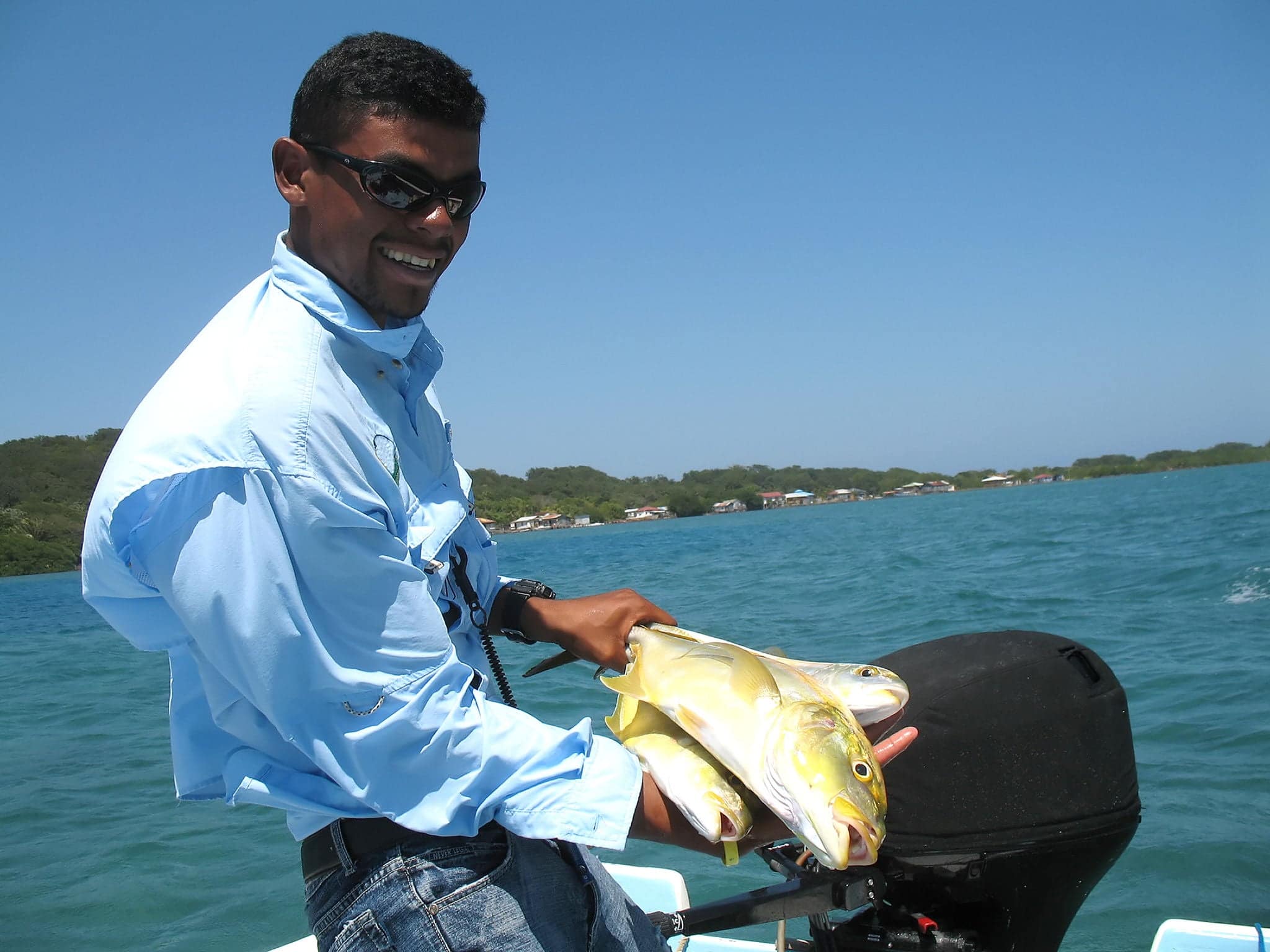 3 jacks caught by a fishing guide in Honduras