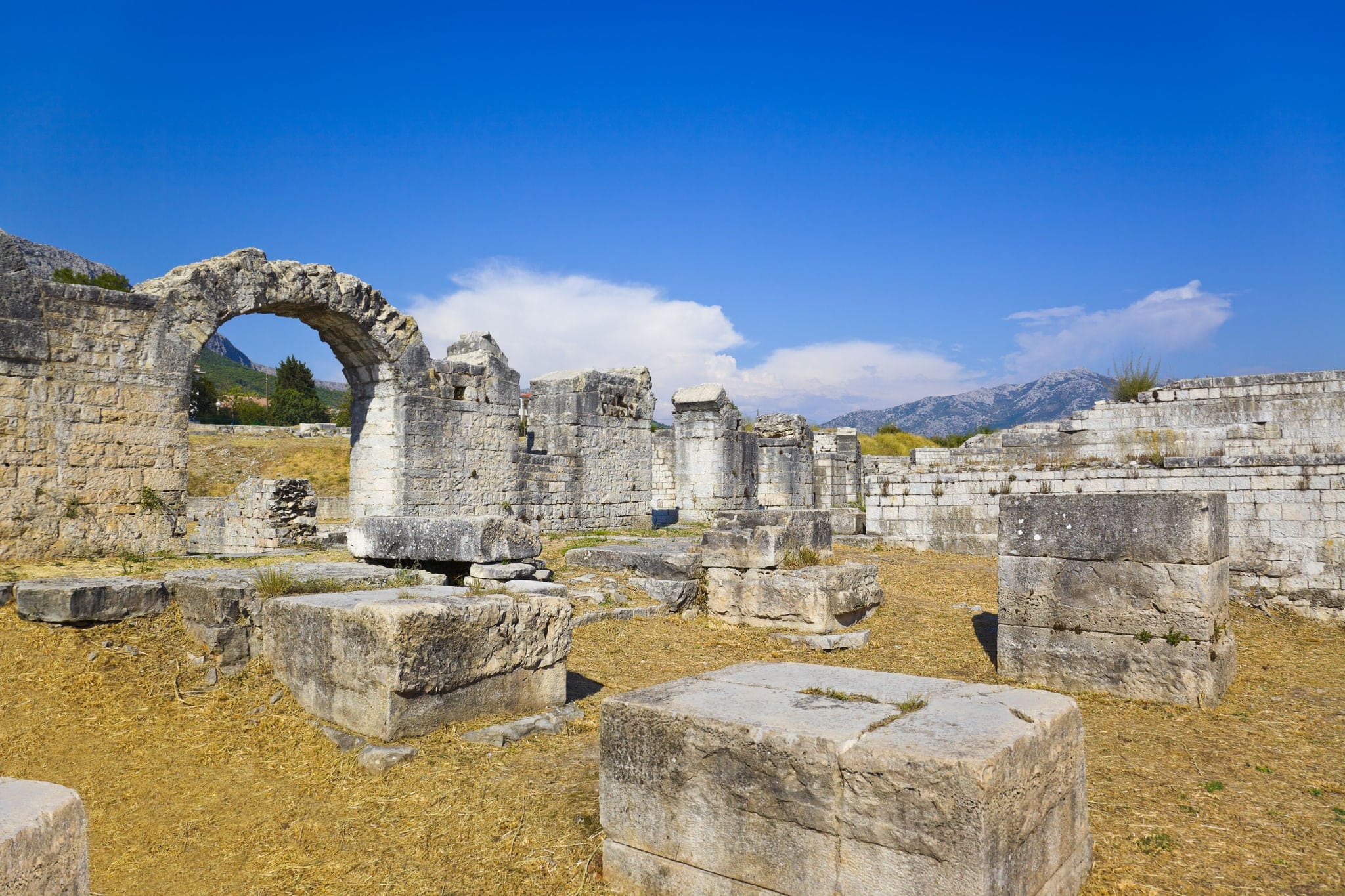 Ruins of the ancient amphitheater at Split, Croatia - archaeology background