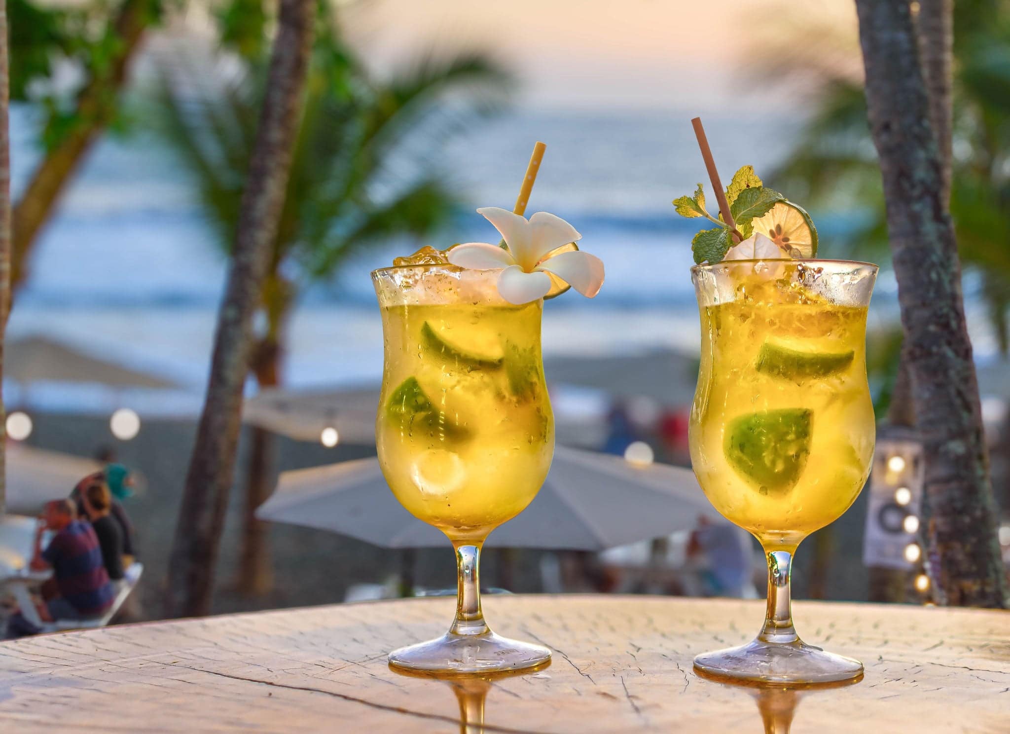 Two cocktails in a beach bar