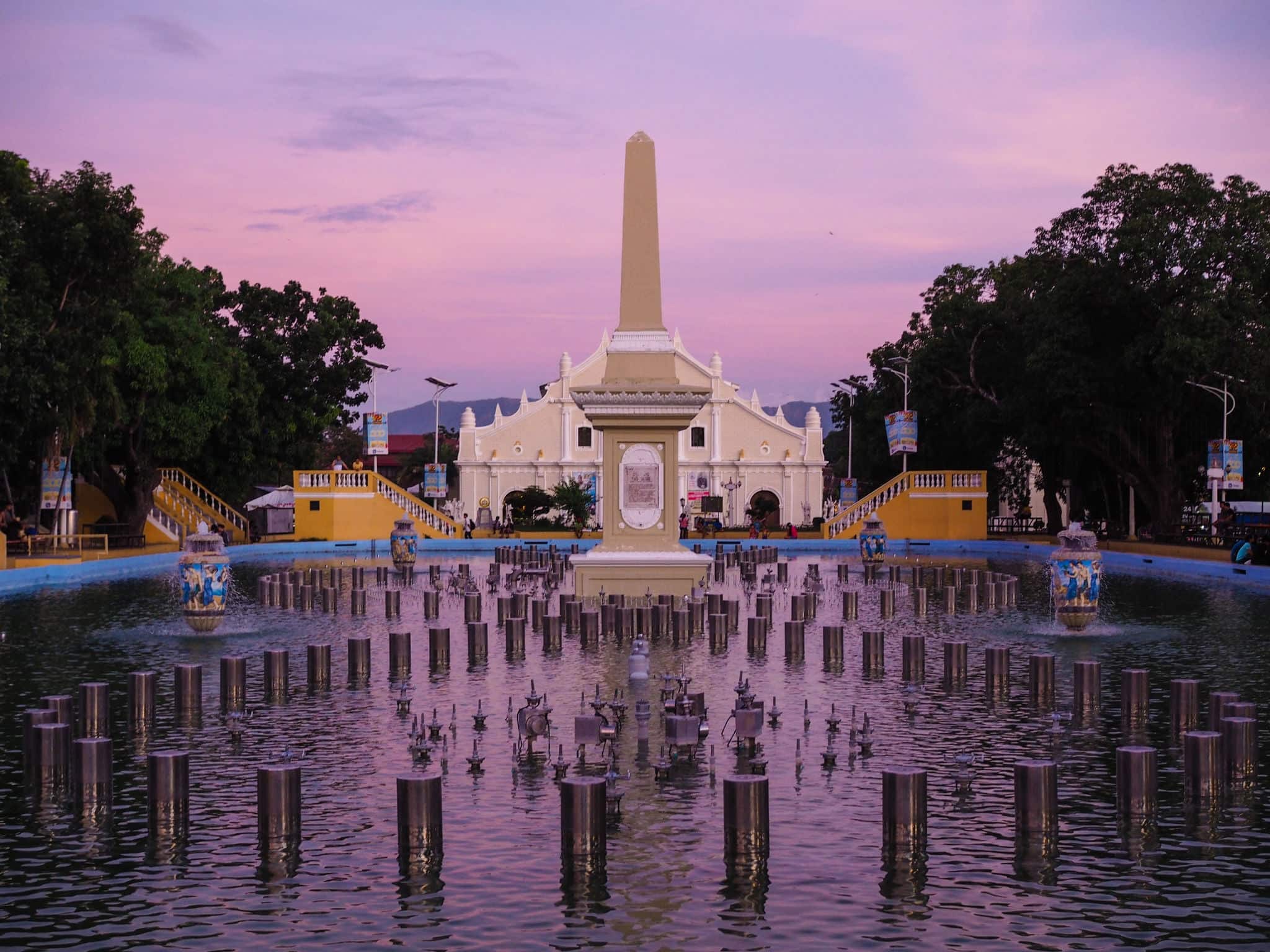 Unesco Vigan Dancing Fountain in the evening, Ilocos Sur, Philippines