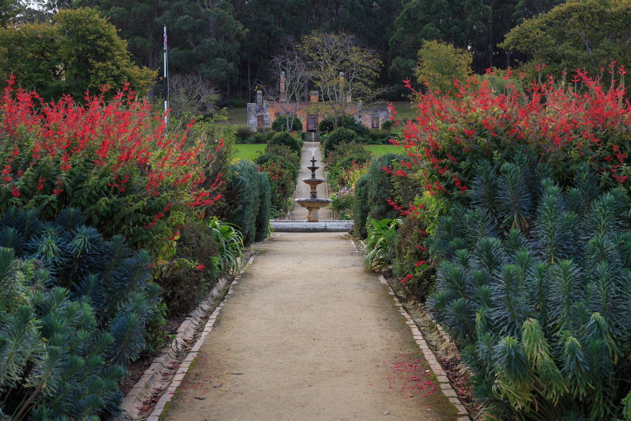 The garden in Port Arthur historic site in Tasmania, Australia.