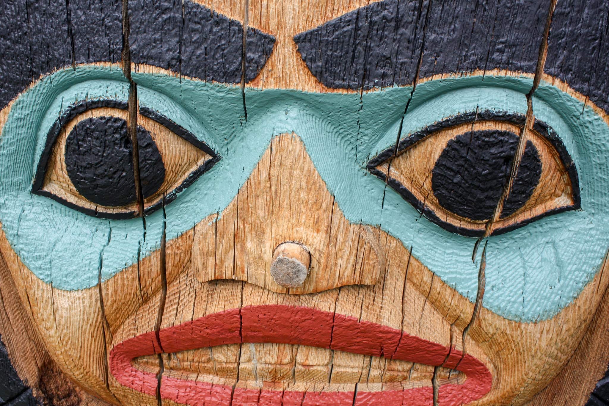 detailed face of totem pole