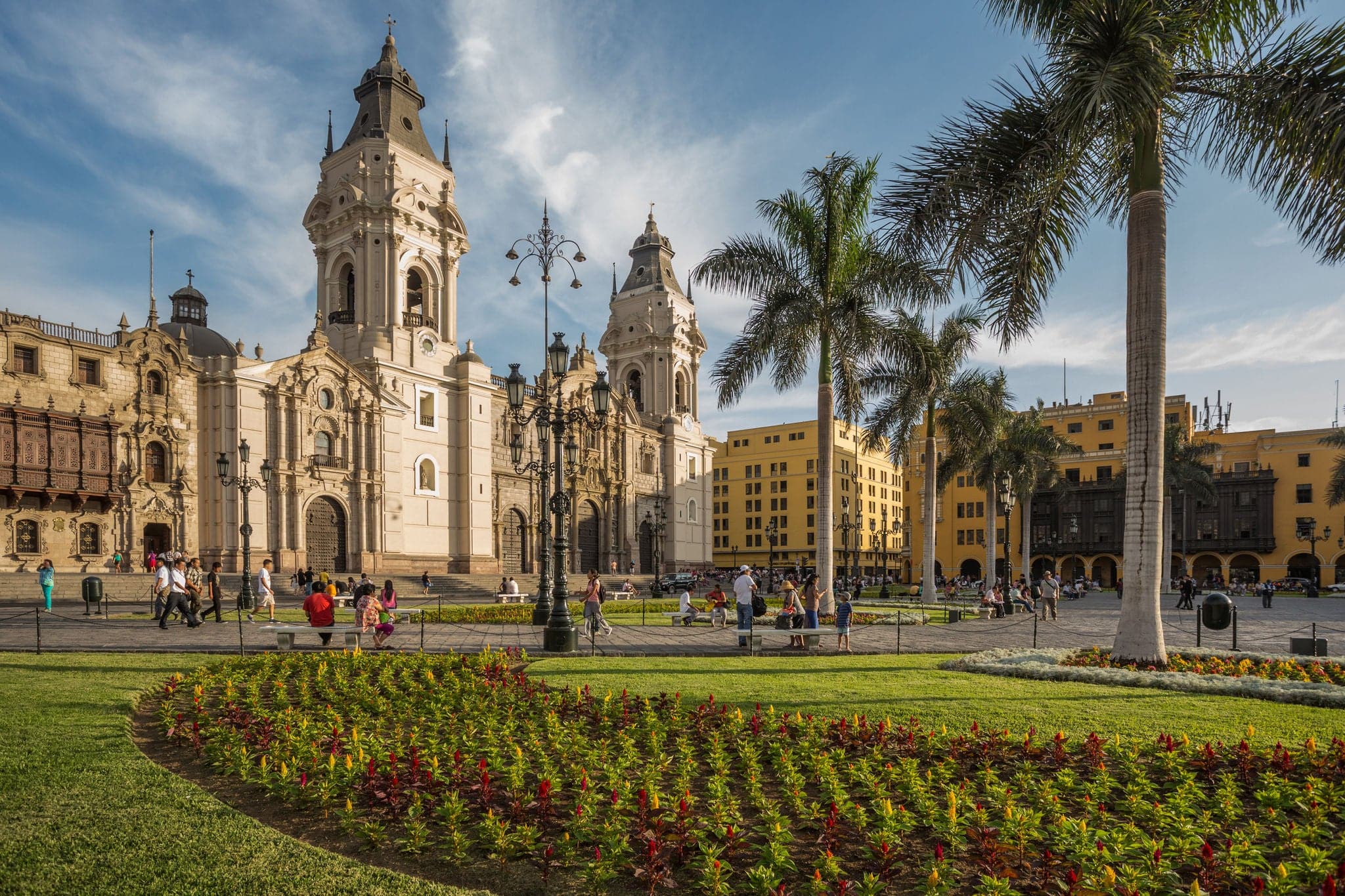 LIMA - PERU: View of the cathedral church and the main square in the down town.