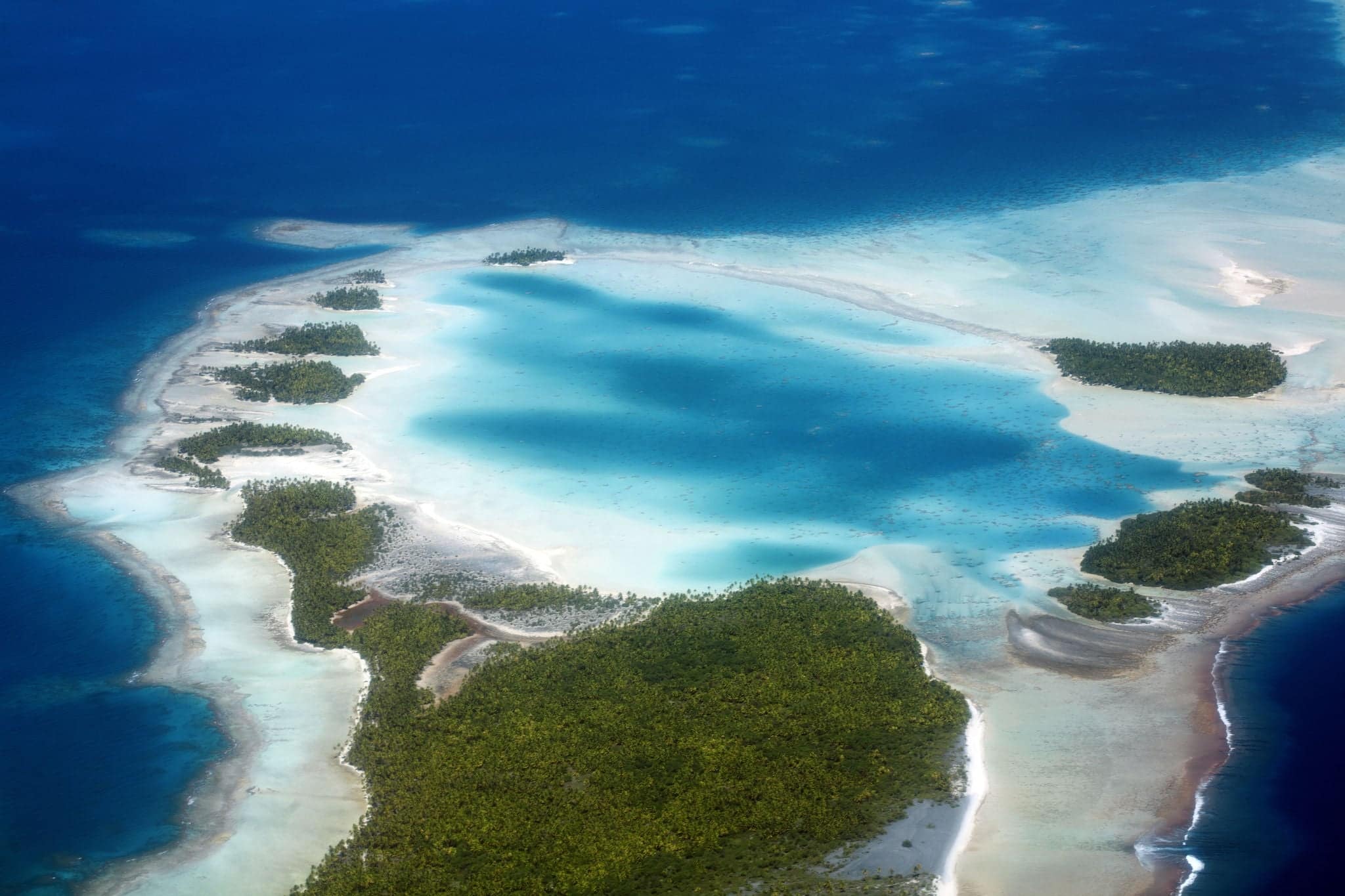 beautiful aerial view Rangiroa atoll in south pacific ocean