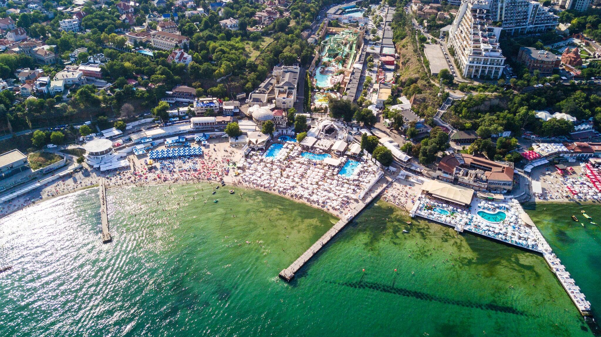 Aerial view of Odessa city historical city centre in Ukraine