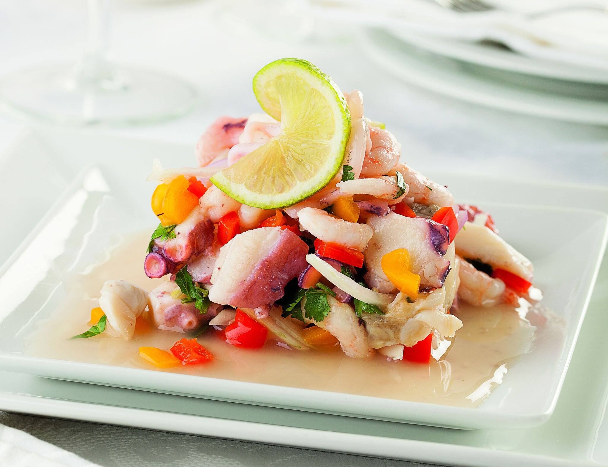 Seafood ceviche, typical dish from Peru