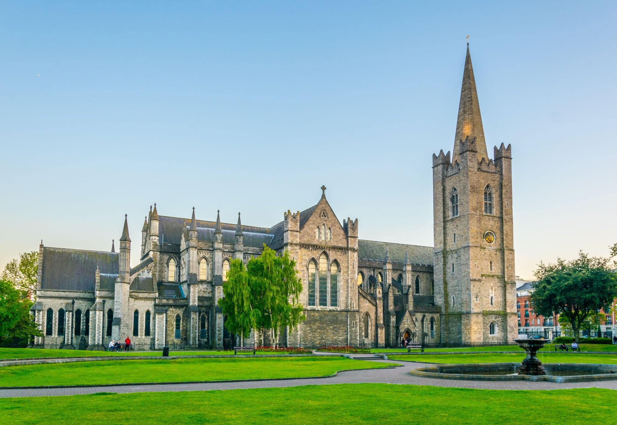 Night view of the St. Patrick's Cathedral in Dublin, Ireland