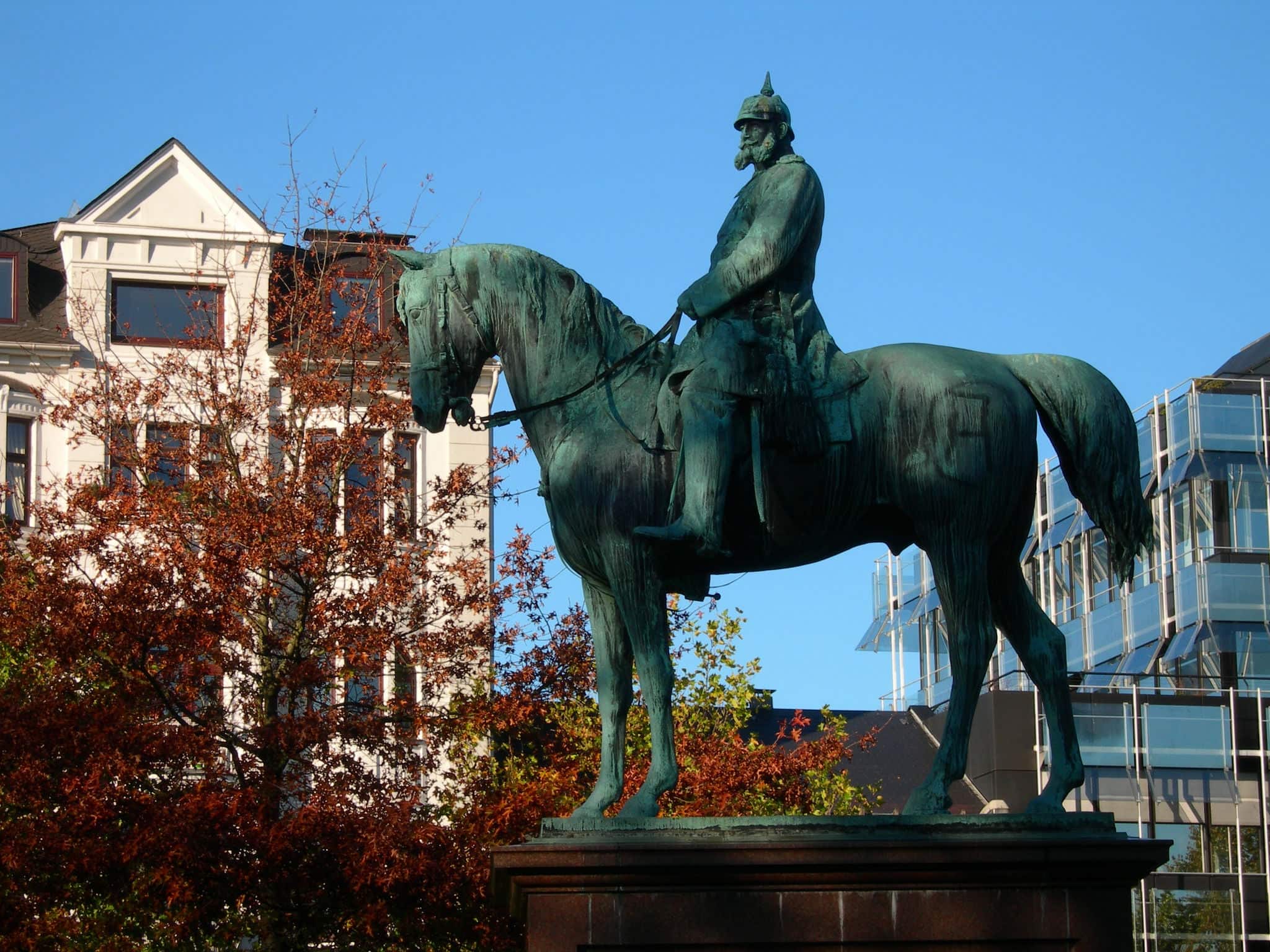 Statue of Emperor Wilhelm I. in Kiel in Germany.