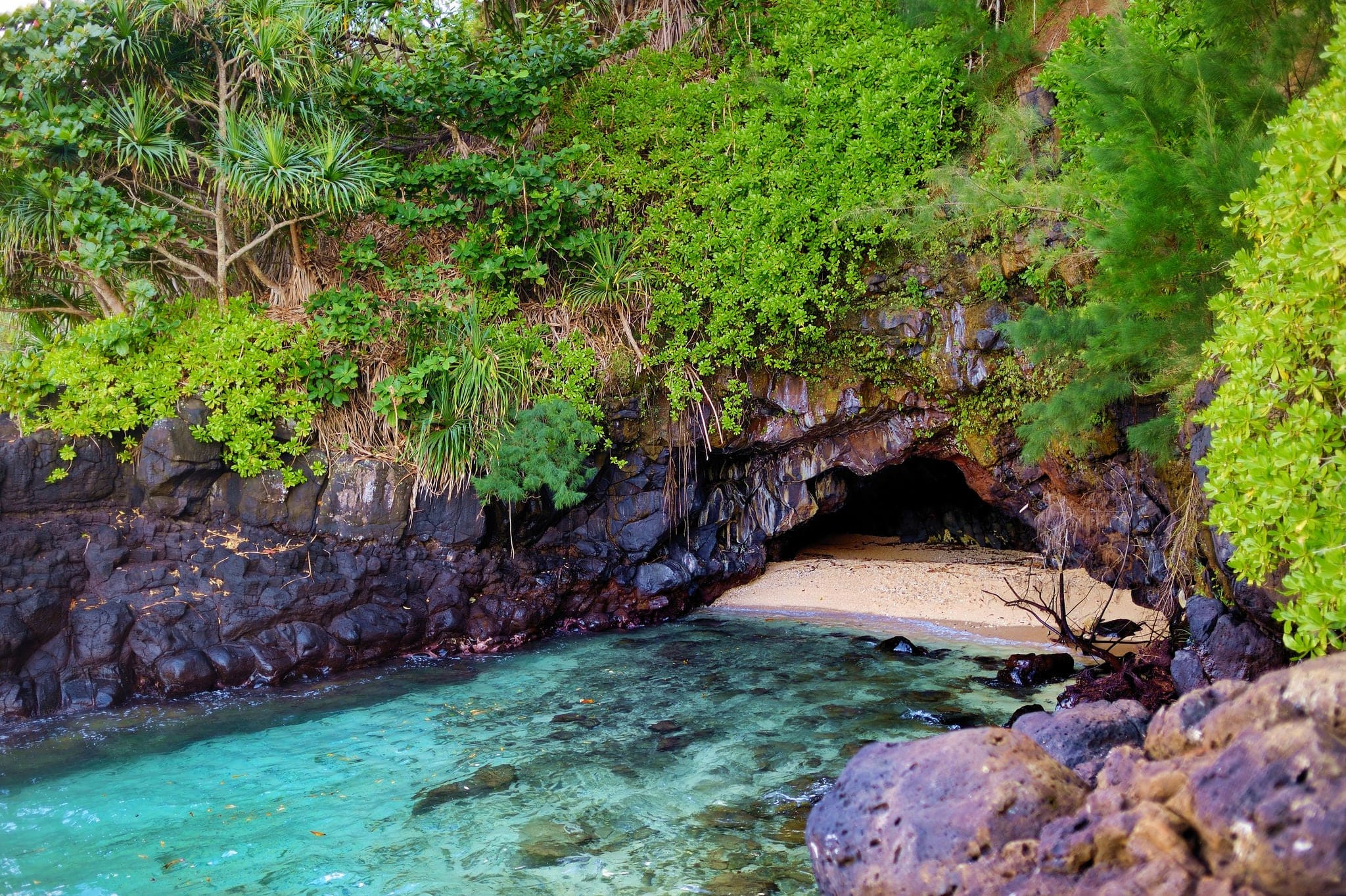 Fresh water lava caves on Kauai island, Hawaii
