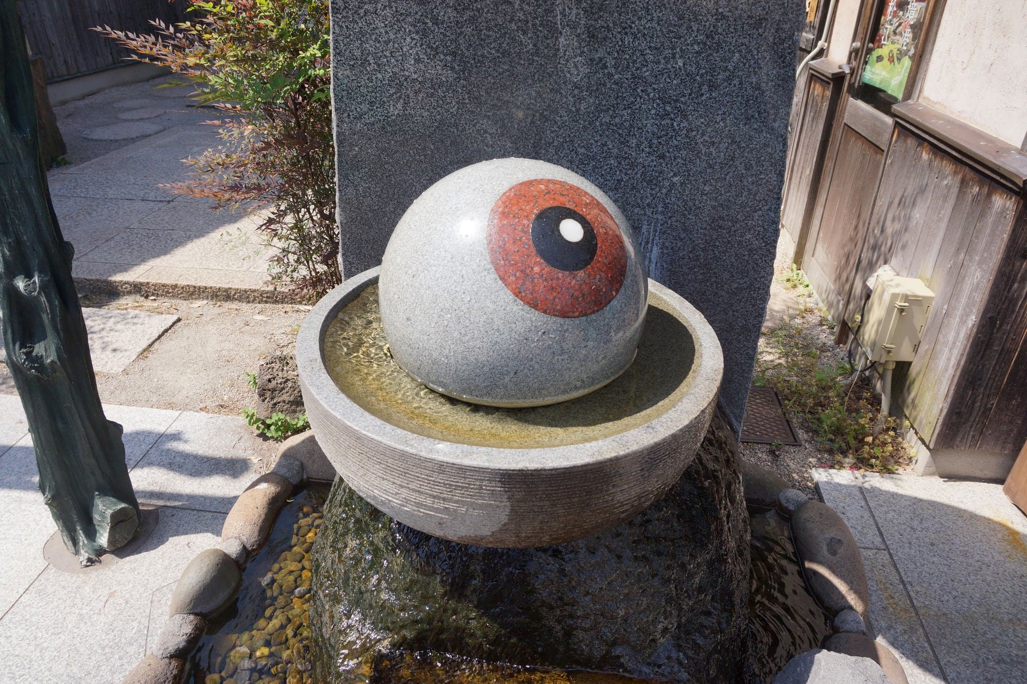 eyeball shape fountain in sakaiminato japan