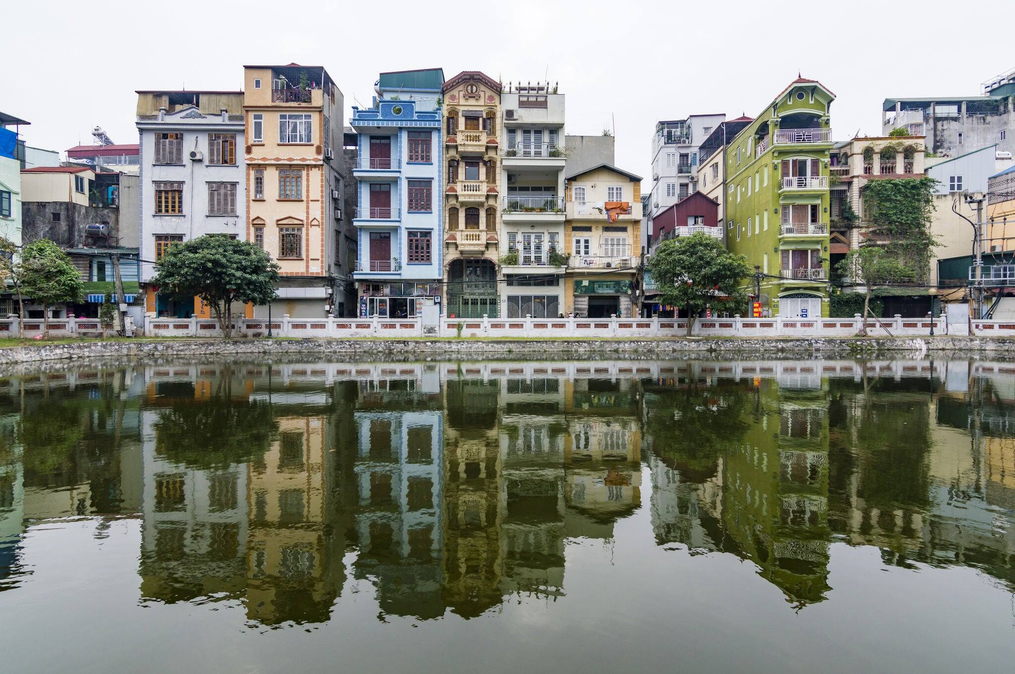 Traditional vietnamese houses in Hanoi, Vietnam
