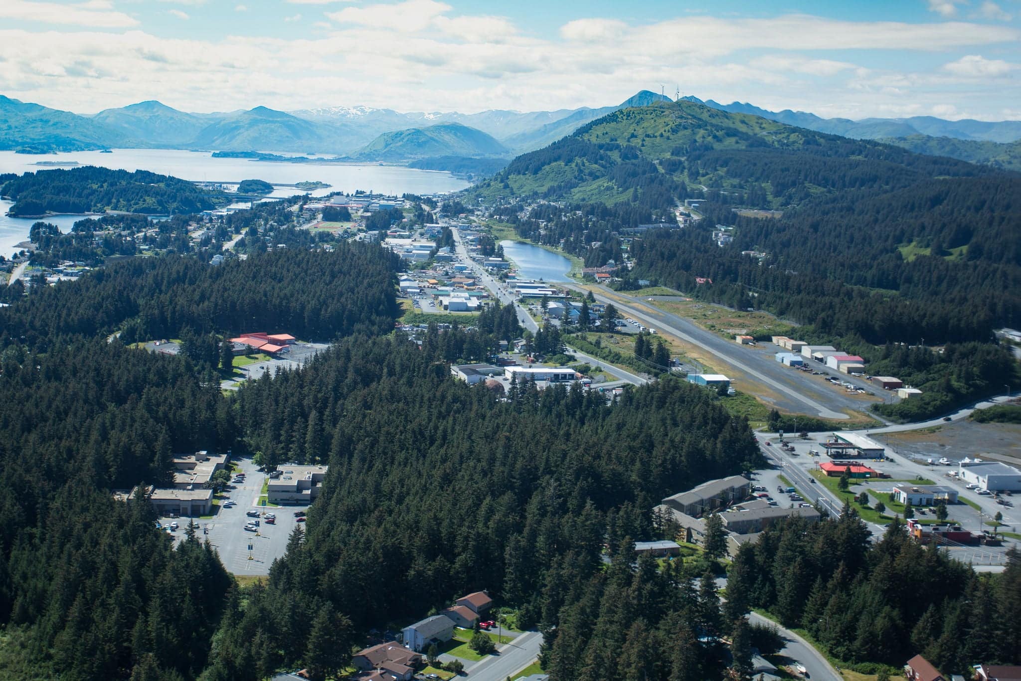 aerial  view of the town of Kodiak Alaska