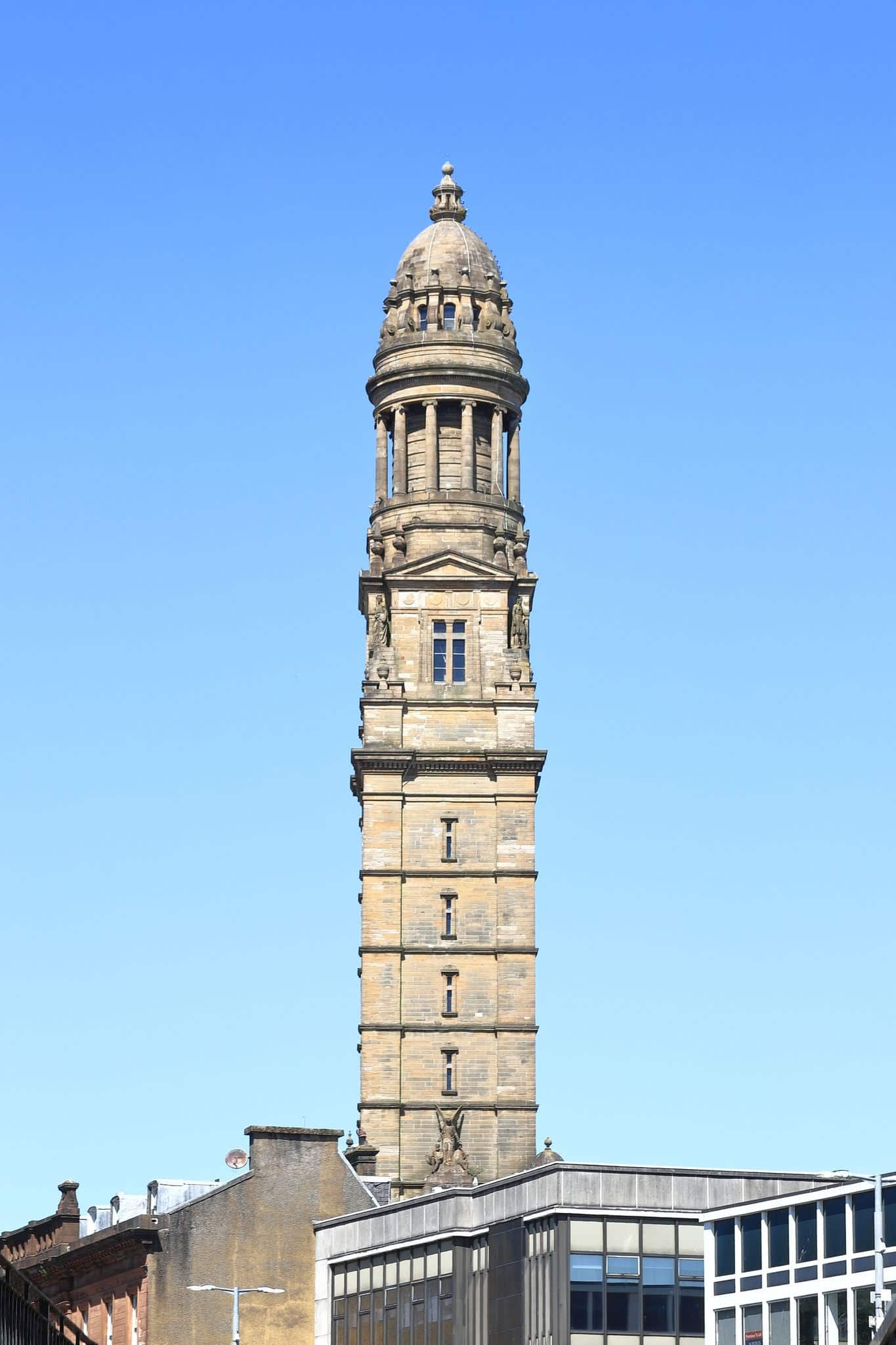 The Victoria Tower in Greenock town centre.  The tower forms part of the Inverclyde Municipal buildings.  Greenock is a town sitting beside the Firth of Clyde in the west of Scotland.