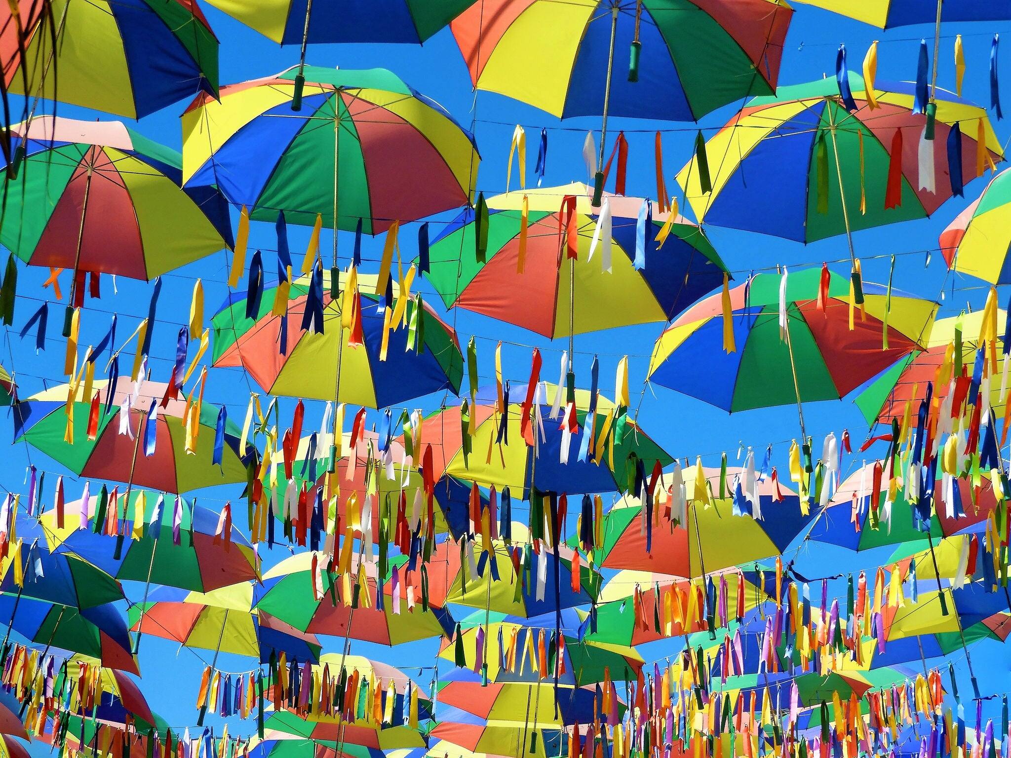 Symbol of the culture of Pernambuco, state of Brazil. Frevo, umbrella, music, dance, culture. Photographed in Porto de Galinhas, Pernambuco, Brazil.