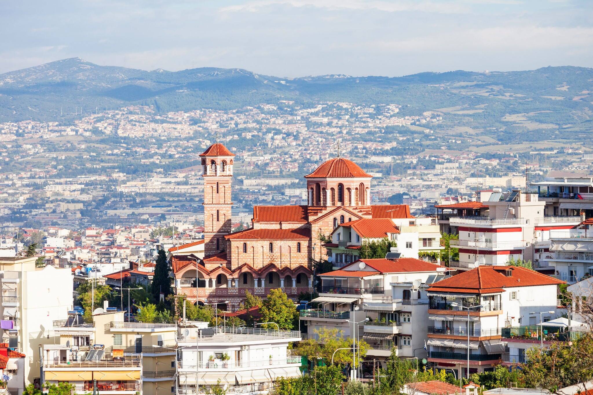 Thessaloniki aerial panoramic view. Thessaloniki is the second largest city in Greece and the capital of Greek Macedonia.