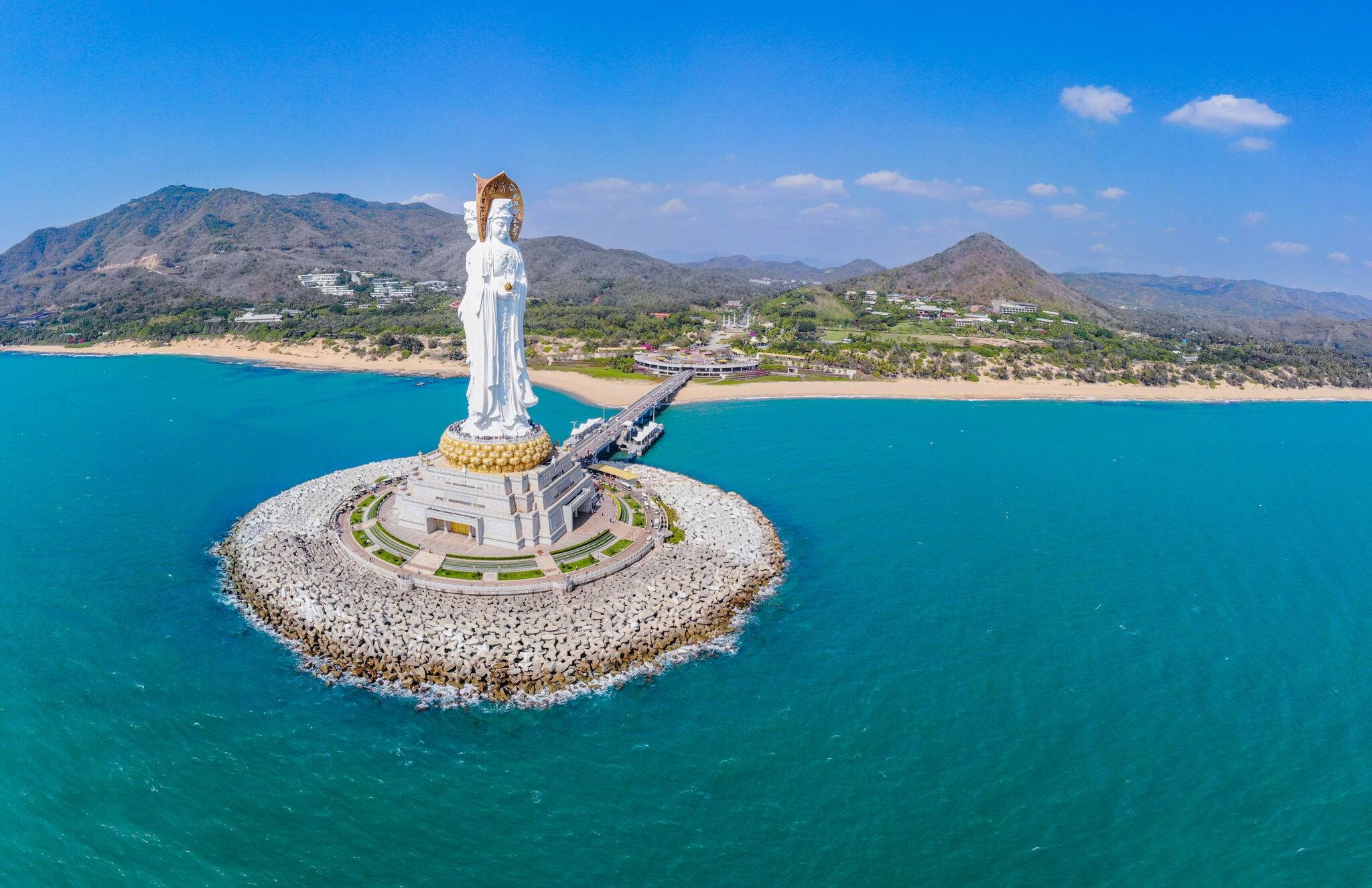 White Guan Yin statue in Nanshan Buddhist Cultural Park, Sanya, Hainan Island, China.