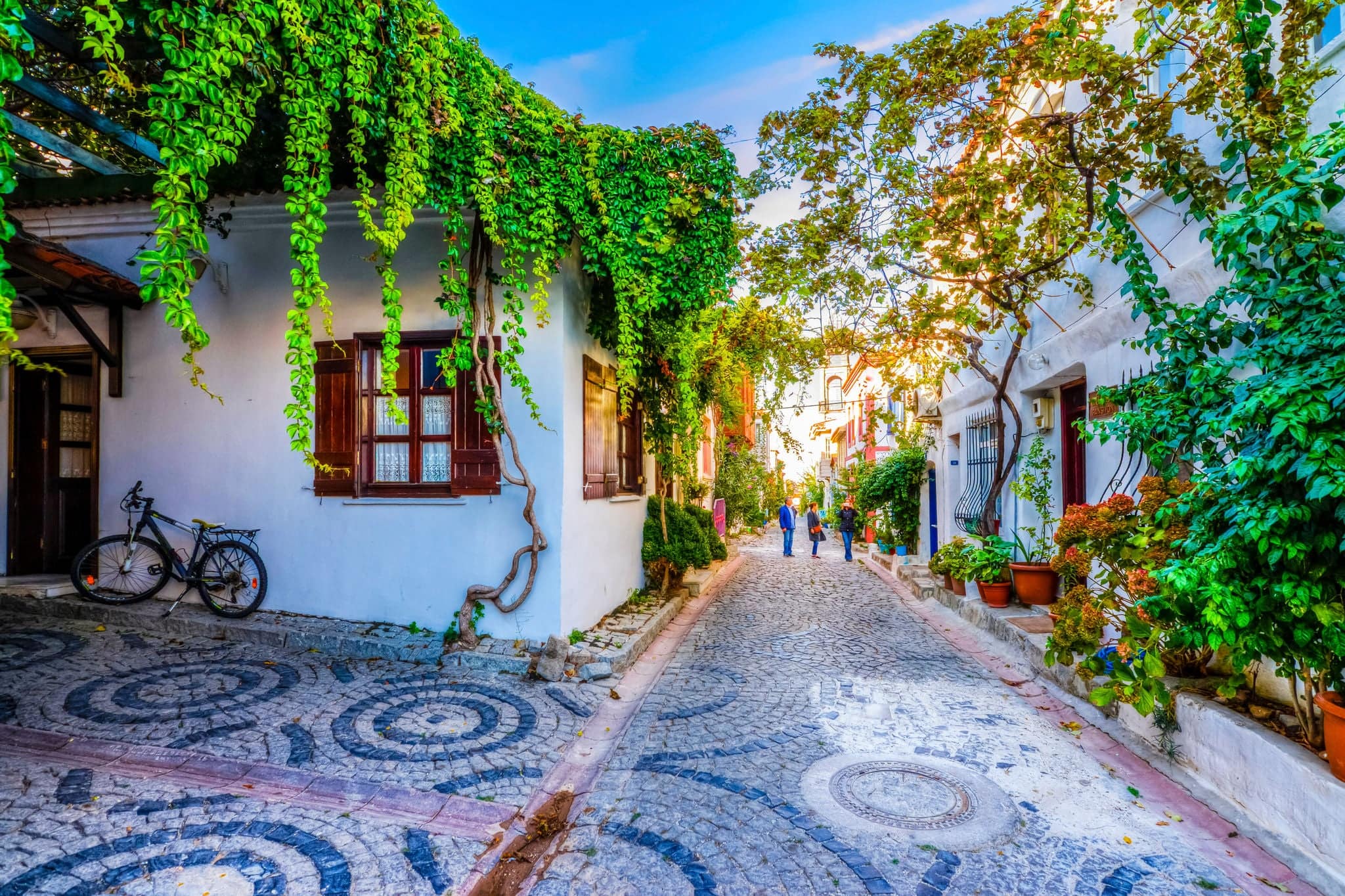Bozcaada streets view. Bozcaada is populer tourist attraction in Aegean Sea.