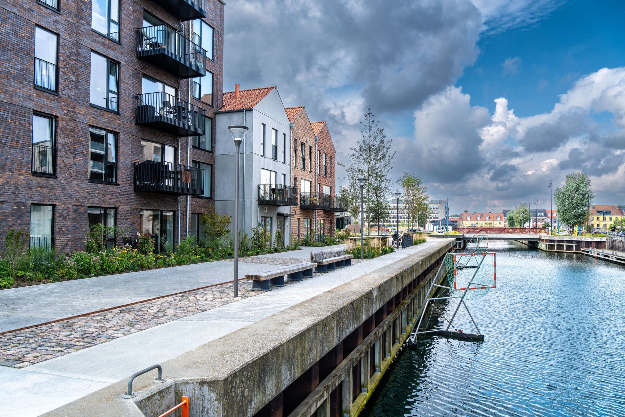 New buildings homes near the harbor in Fredericia Denmark
