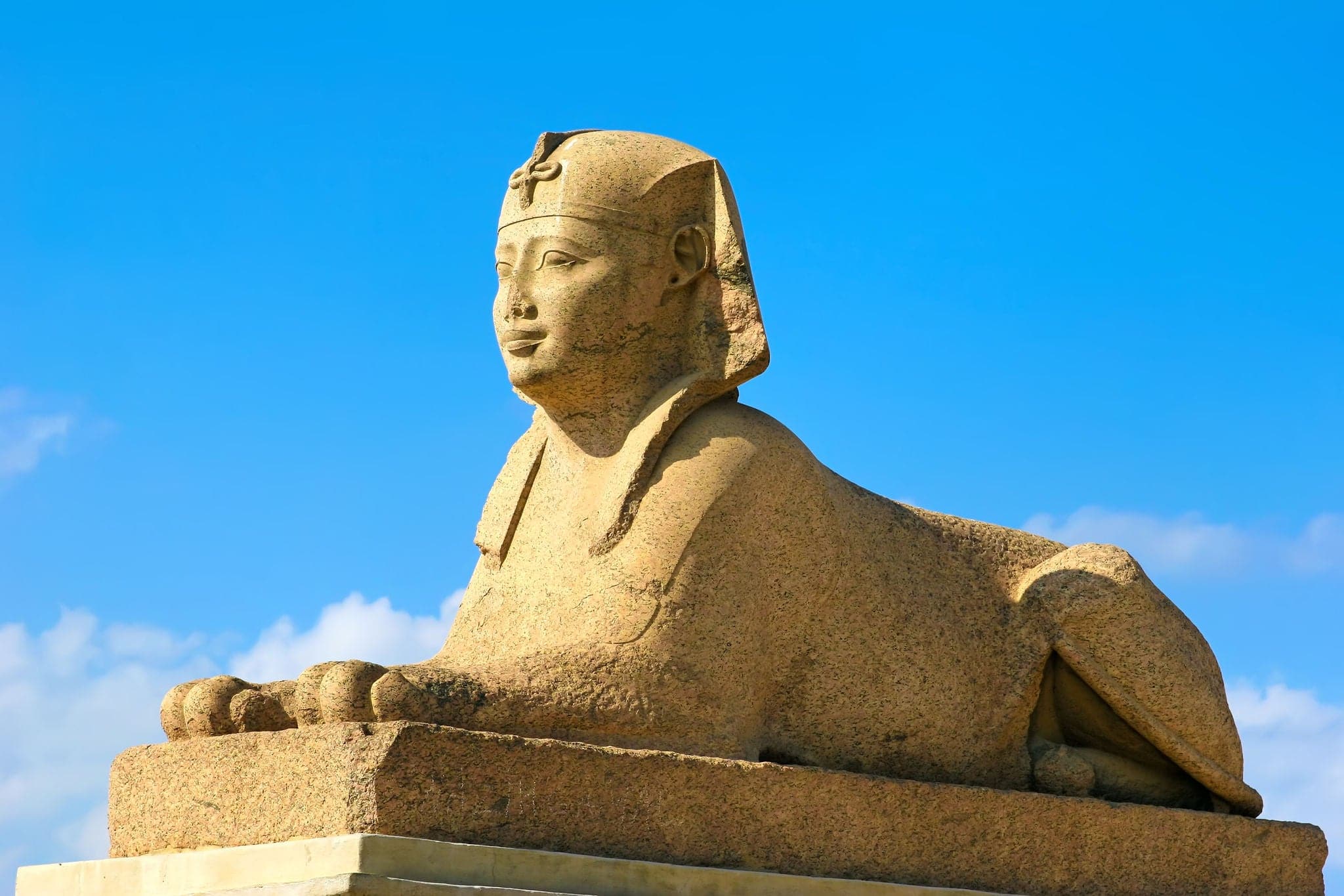 egyptian sphinx by pompey's pillar at the temple of serapis