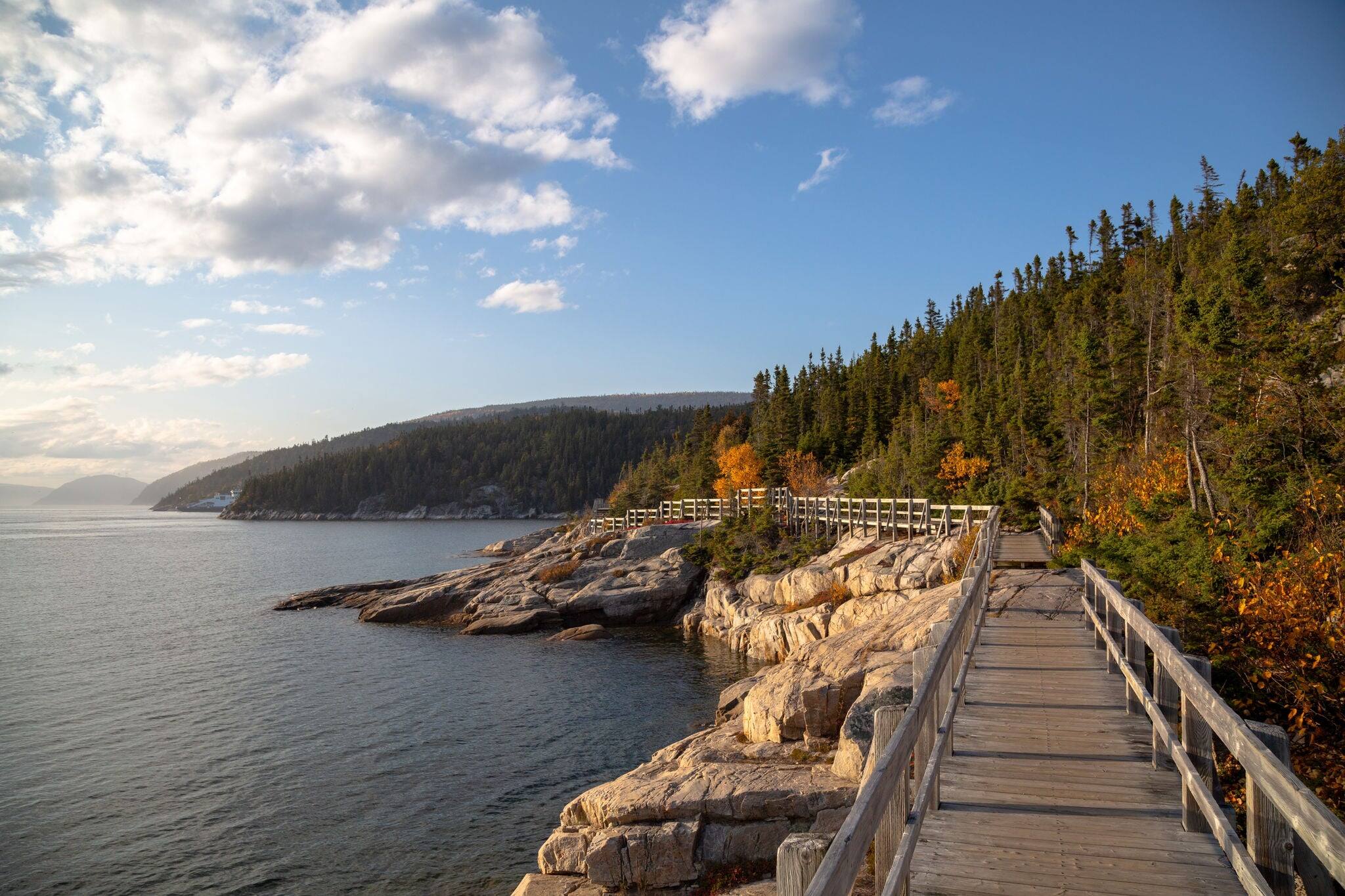 Saguenay fjord national park and  Saguenay-St-Lawrence Marine Park, Tadoussac beach in Autumn, Quebec, Canada
